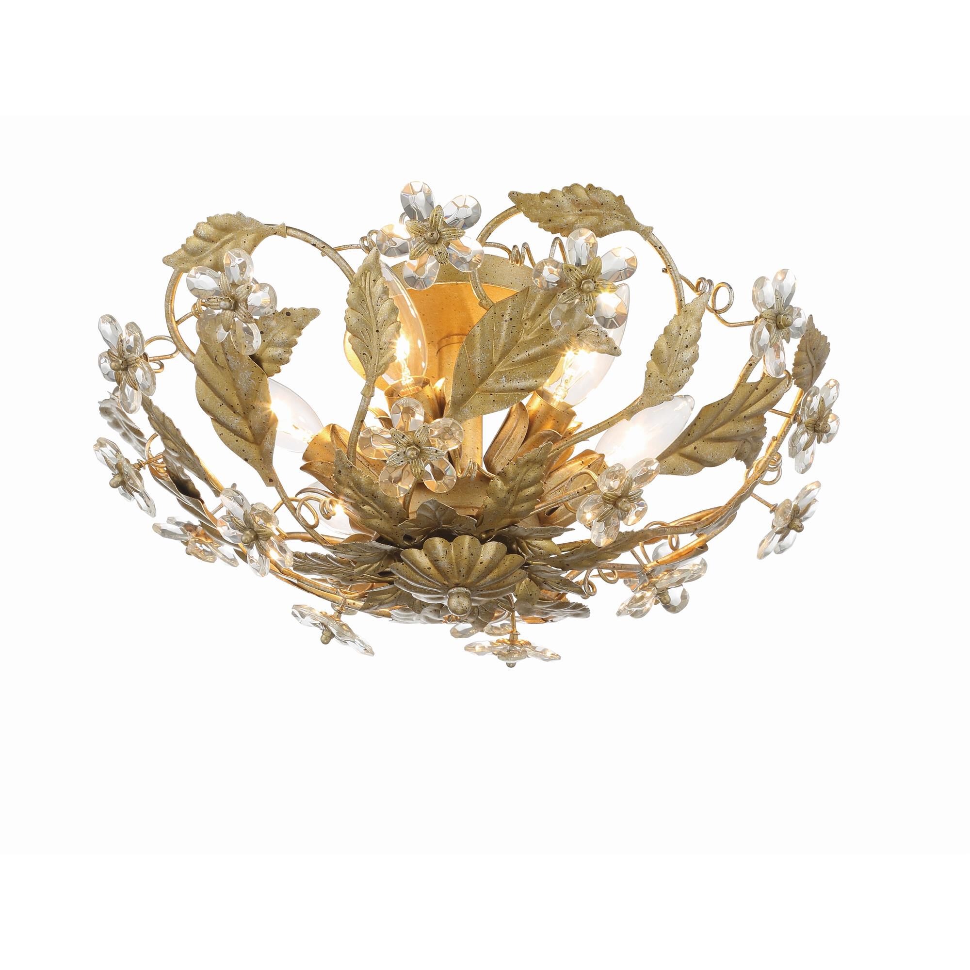 Shown in Gold Leaf finish and Clear Hand Cut crystal