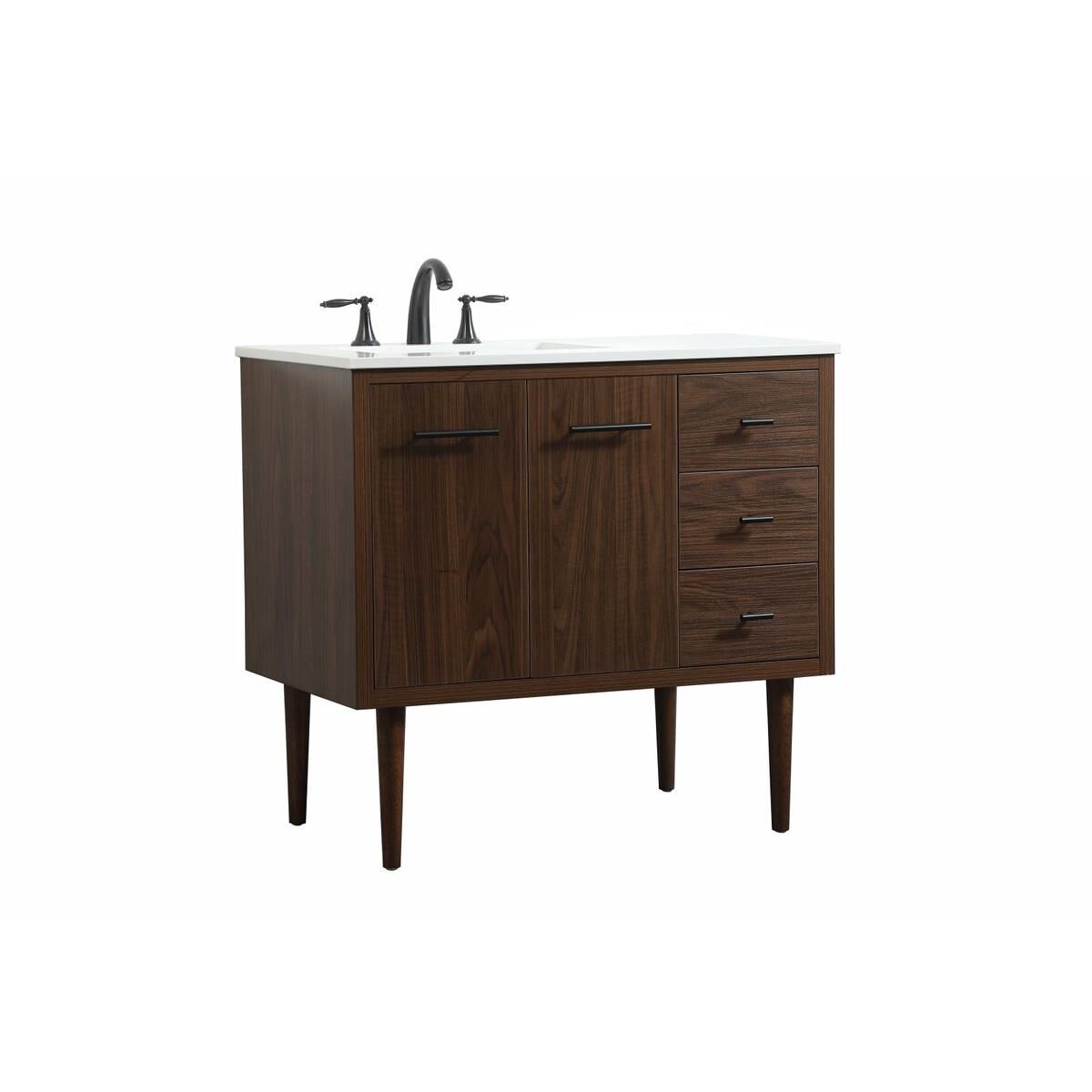 Shown in Walnut finish and No Backsplash accent