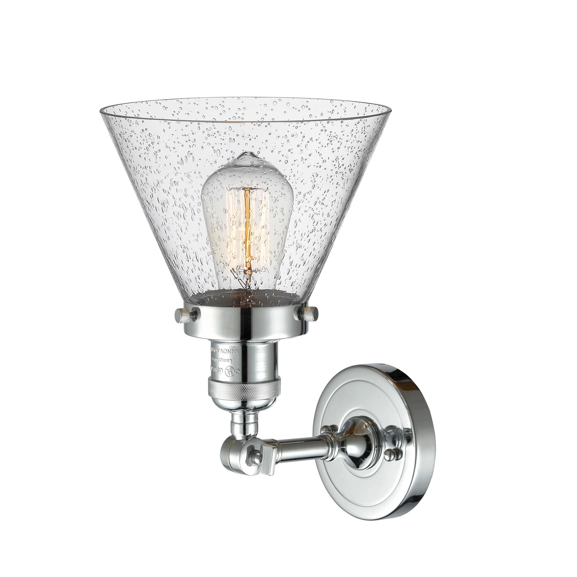 Shown in Polished Chrome finish and Seedy glass