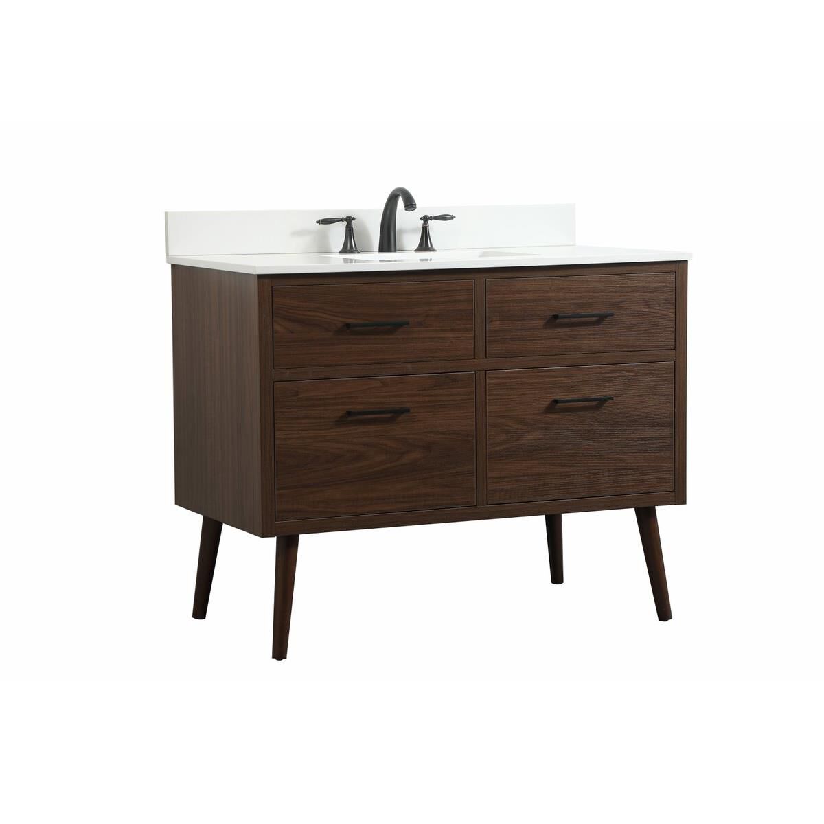 Shown in Walnut finish and With Backsplash accent