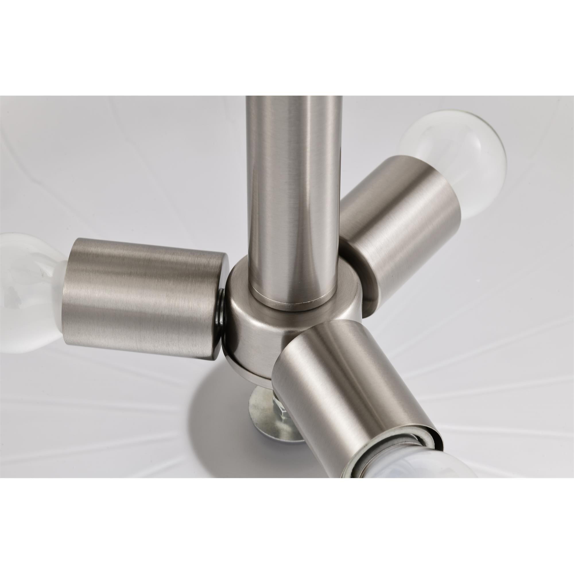 Shown in Brushed Nickel finish and Etched White glass