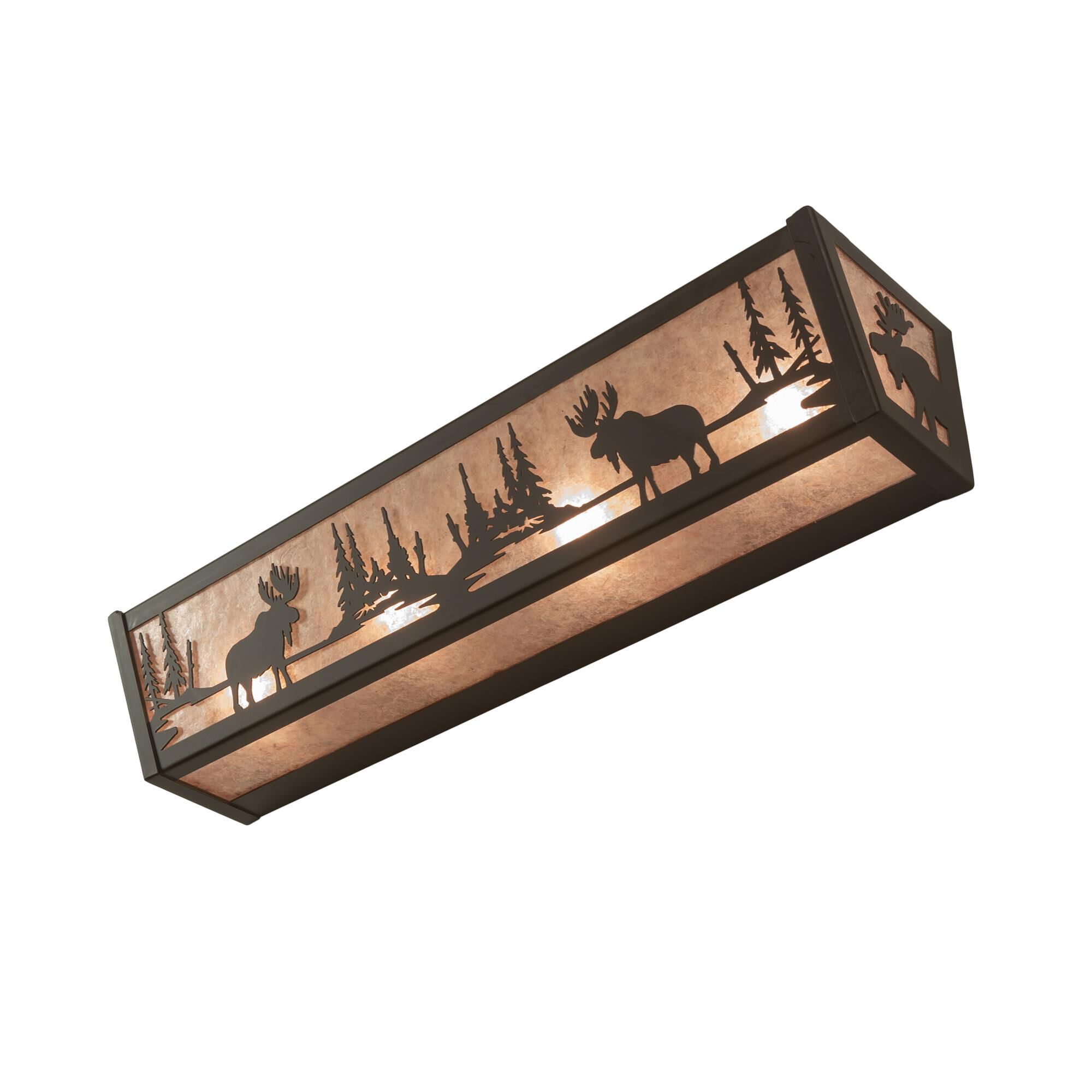 Shown in Oil Rubbed Bronze finish and Silver Mica glass