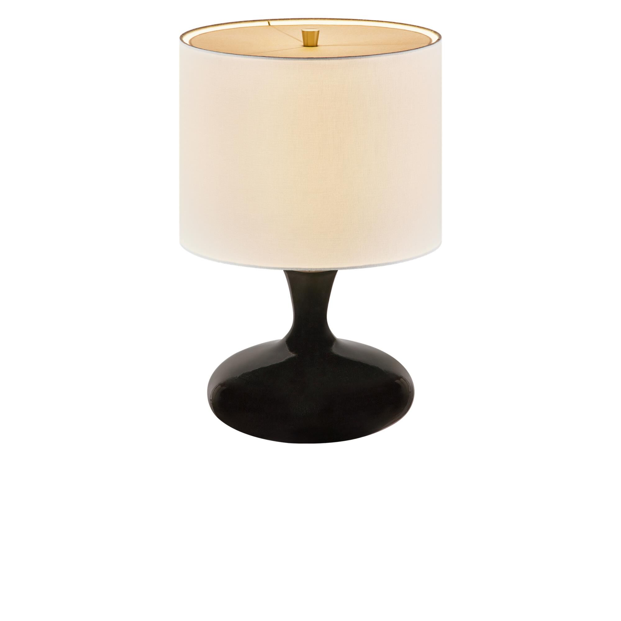 Shown in Black Ceramic finish and White Linen Fabric shade