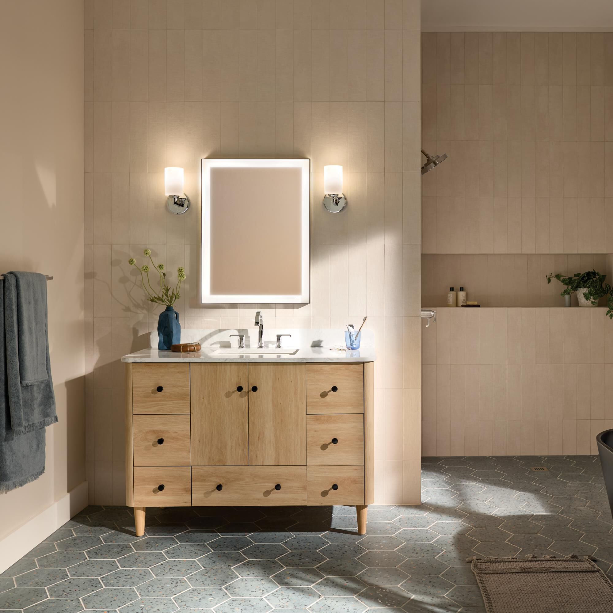 Shown in Chrome finish and Opal glass