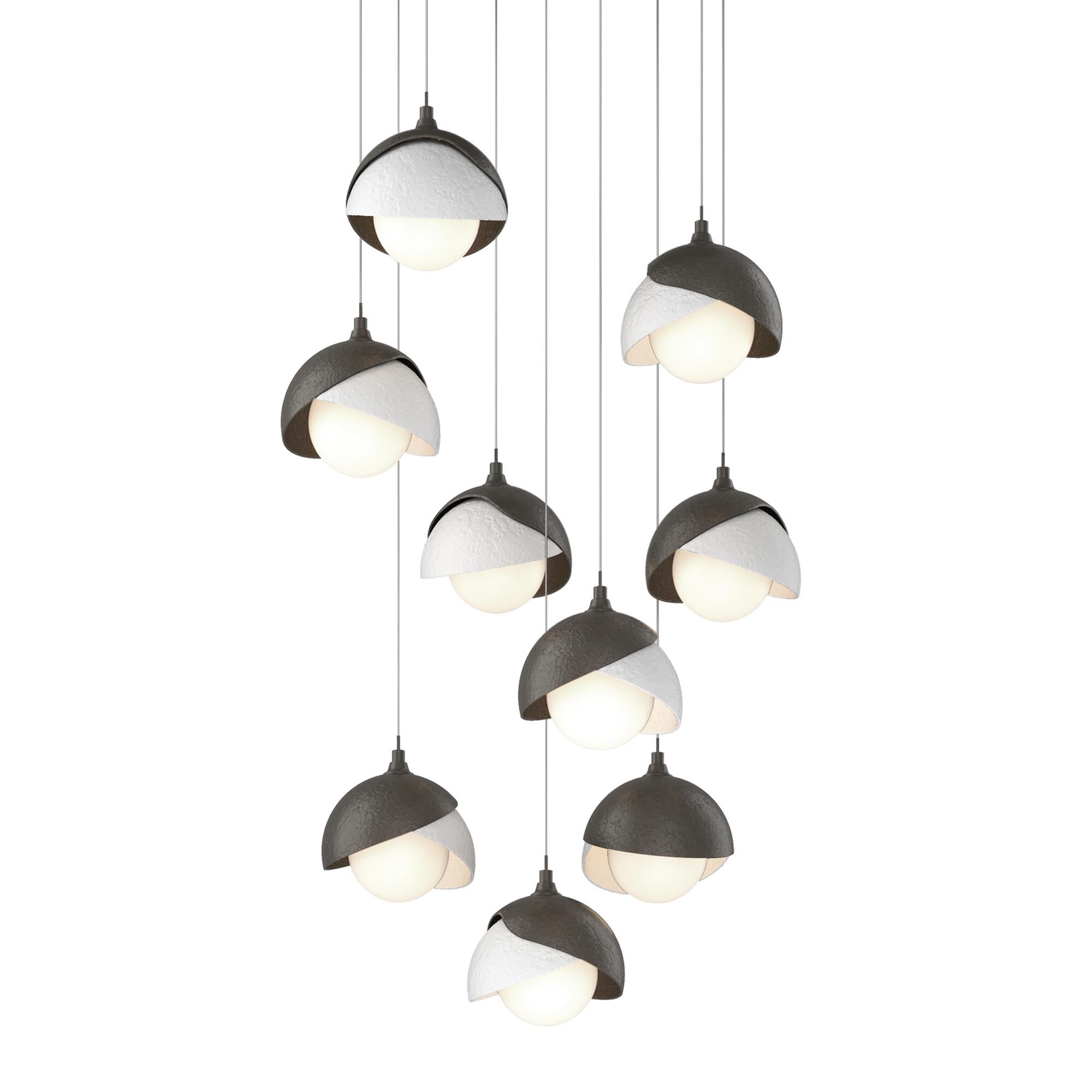 Shown in Dark Smoke finish and Opal glass