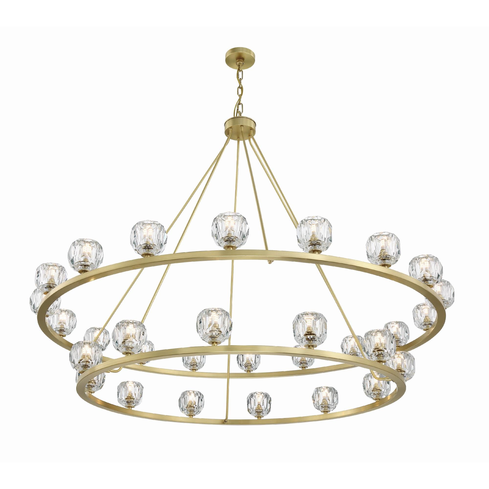 Shown in Soft Brass finish and Faceted Cut crystal and Crystal glass and Crystal shade
