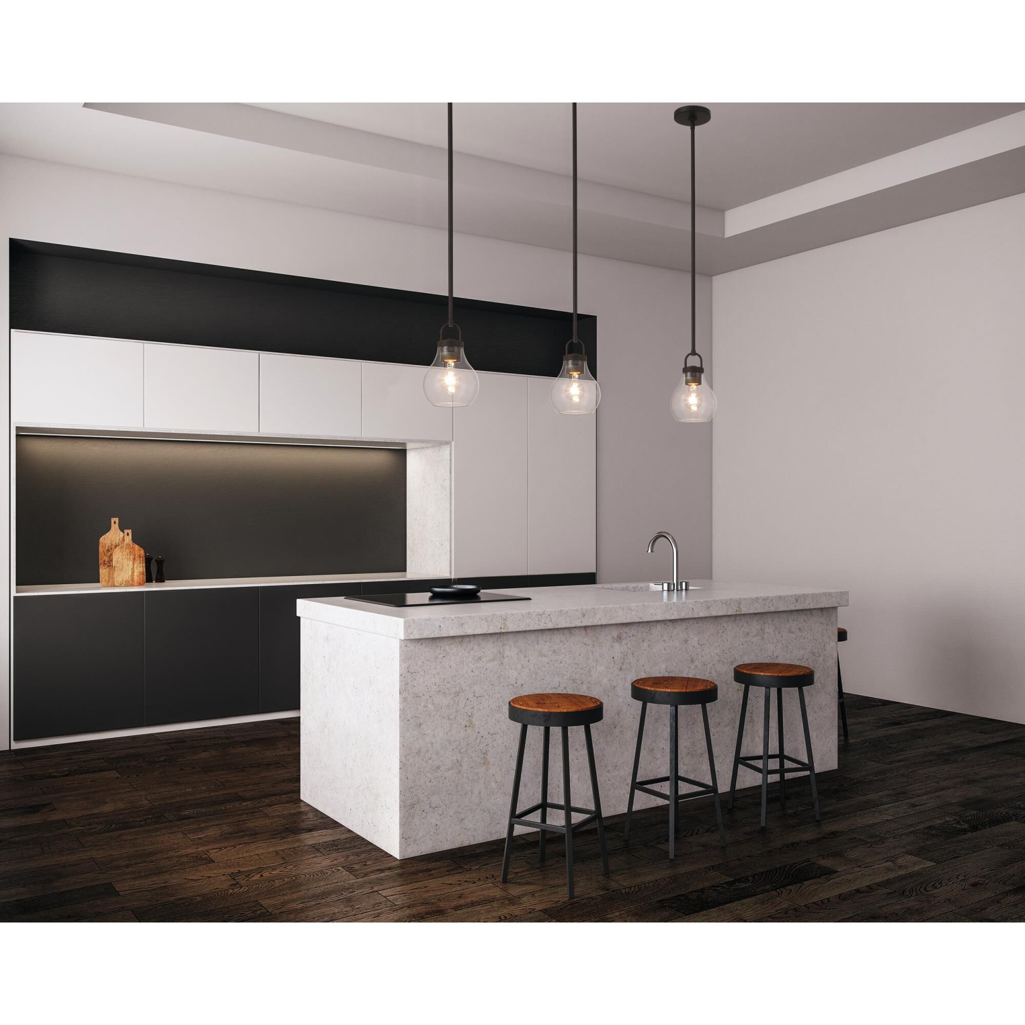 Shown in Matte Black finish and Clear glass