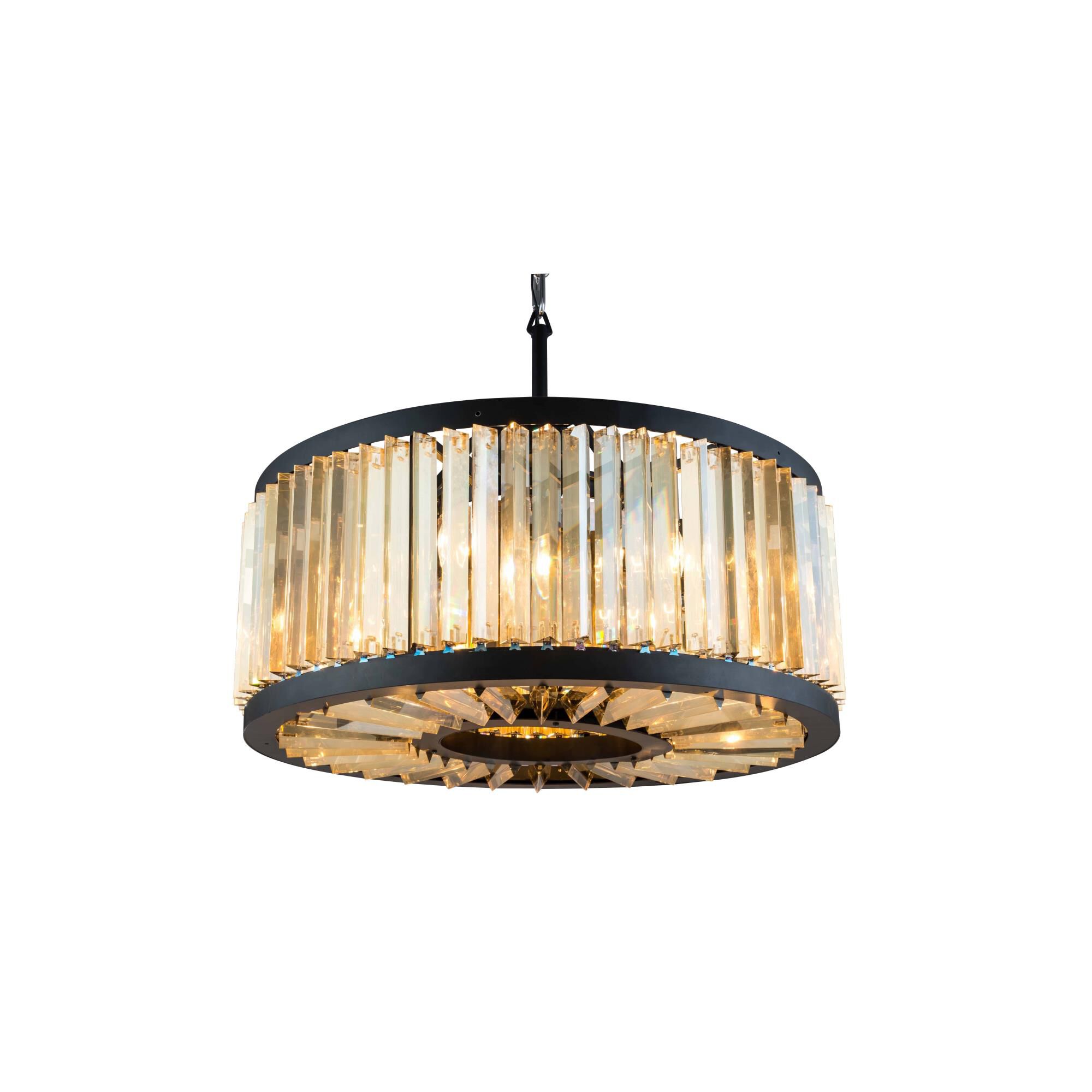 Shown in Matte Black finish and Royal Cut crystal and Golden Teak (Smoky) accent