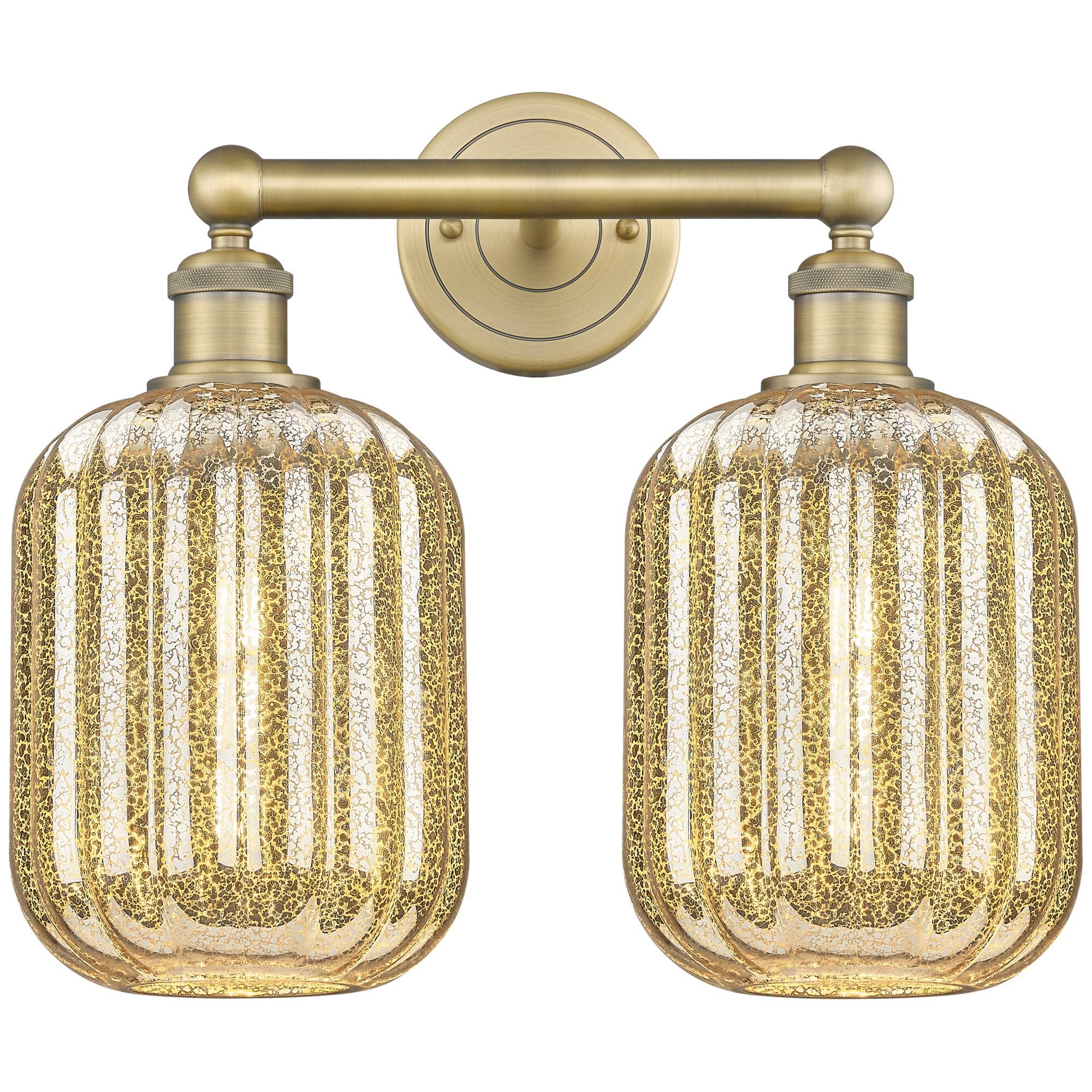 Shown in Brushed Brass finish and Mercury glass