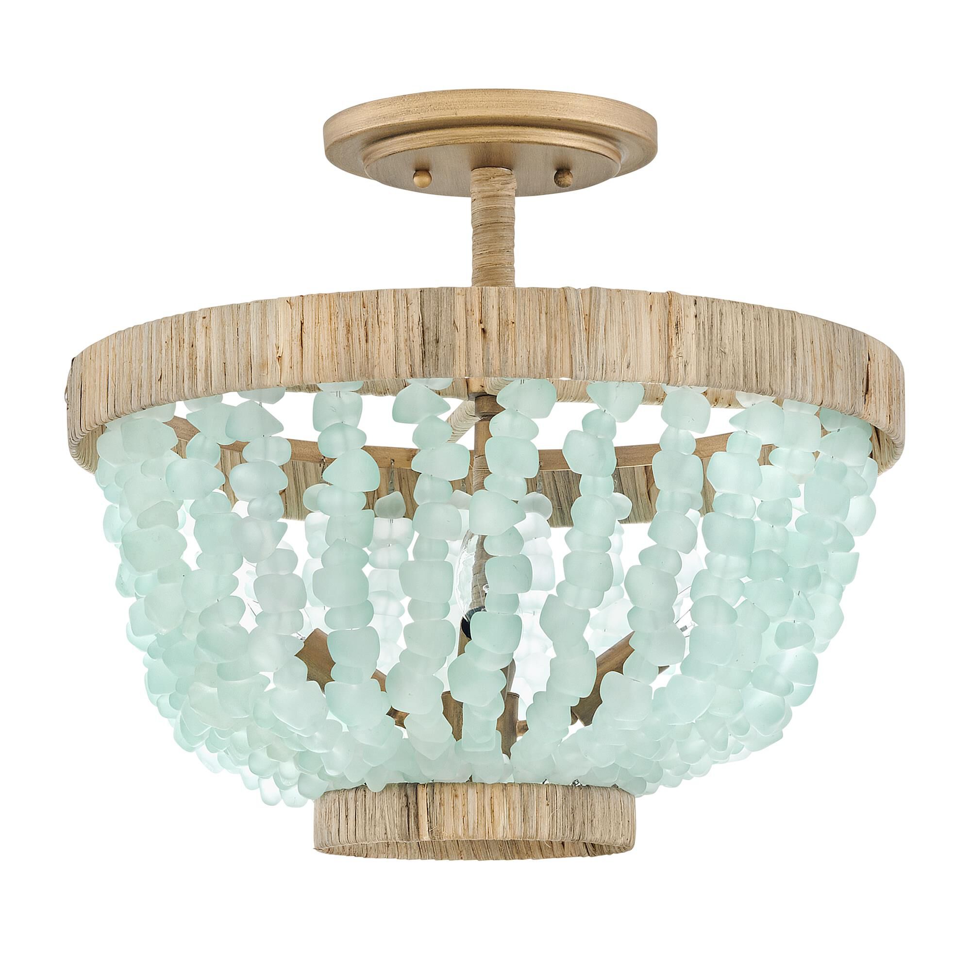 Shown in Burnished Gold finish and Blue Sea glass