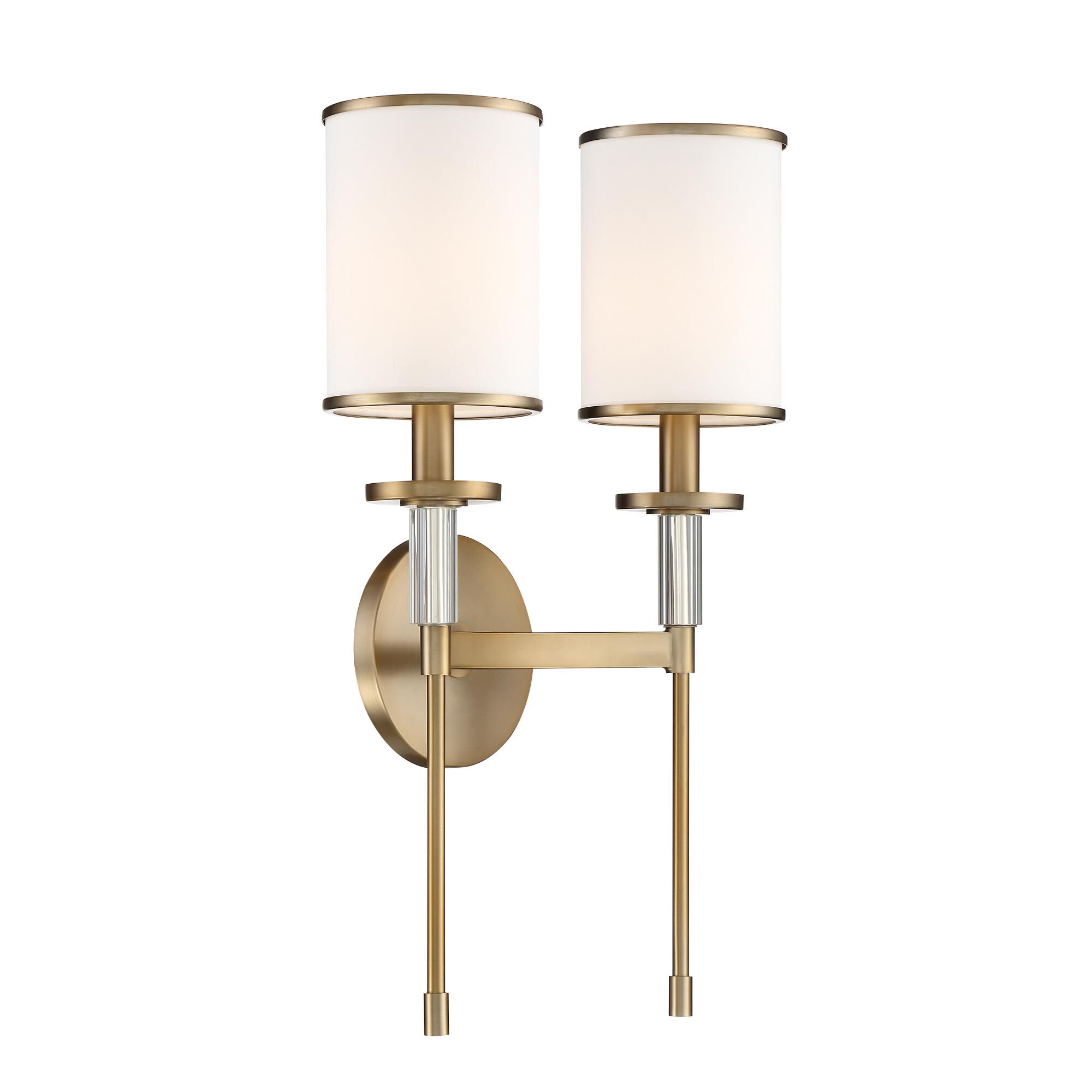 Shown in Vibrant Gold finish and Crystal Accents crystal and Silk glass and White shade