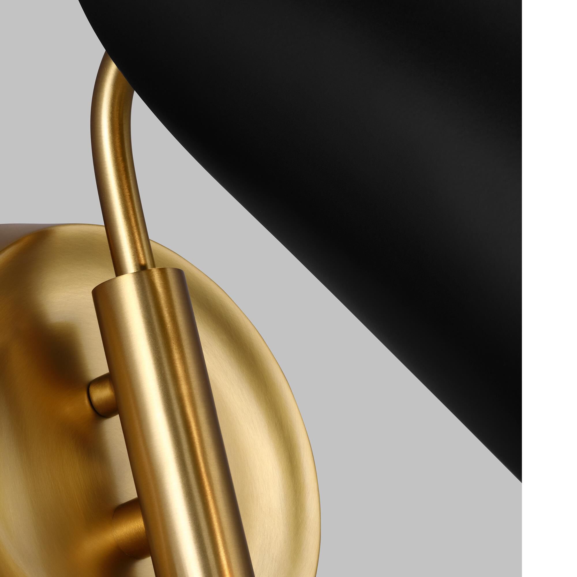 Shown in Burnished Brass finish and Midnight Black Steel shade