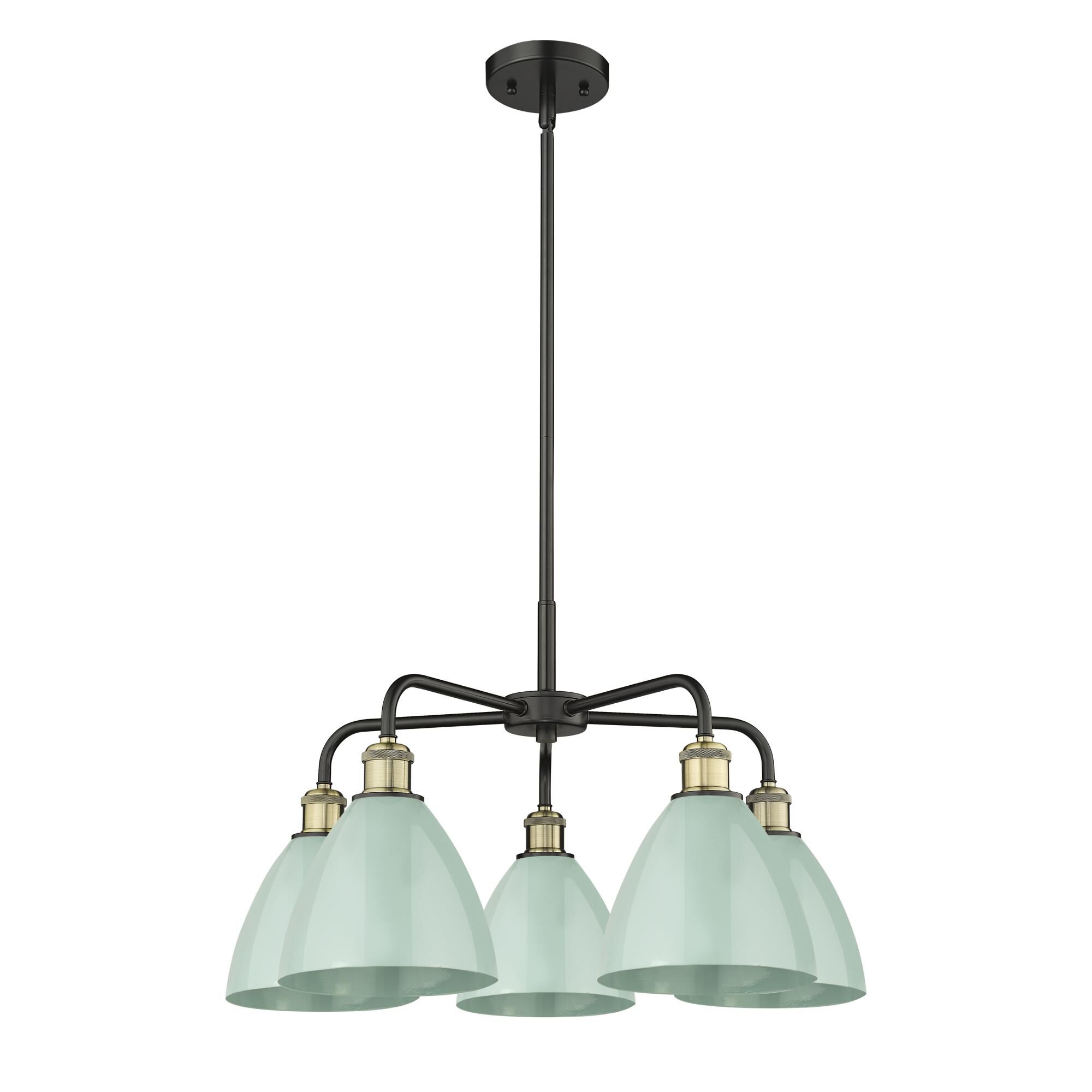 Shown in Black Antique Brass finish and Seafoam shade