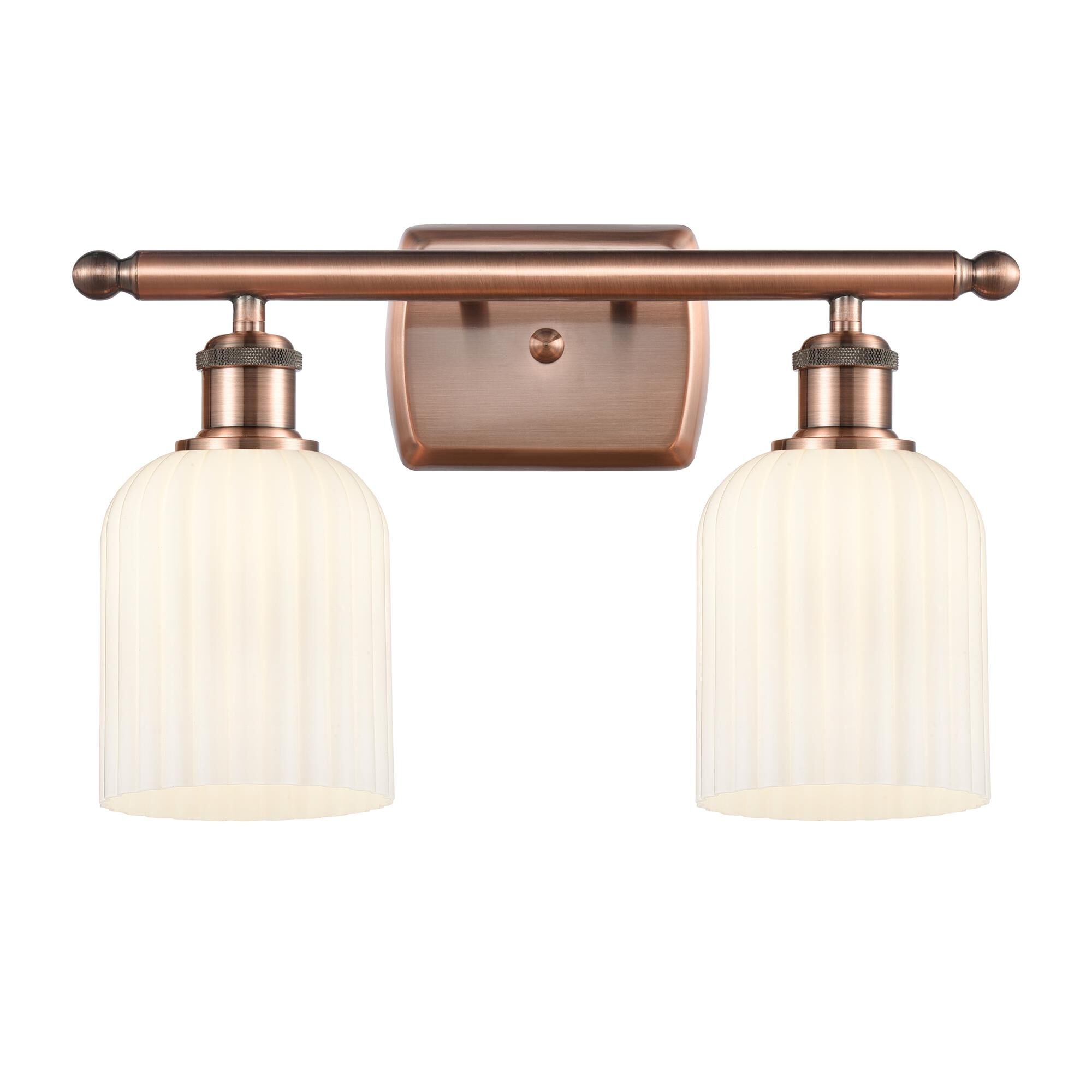 Shown in Antique Copper finish and Gloss White shade