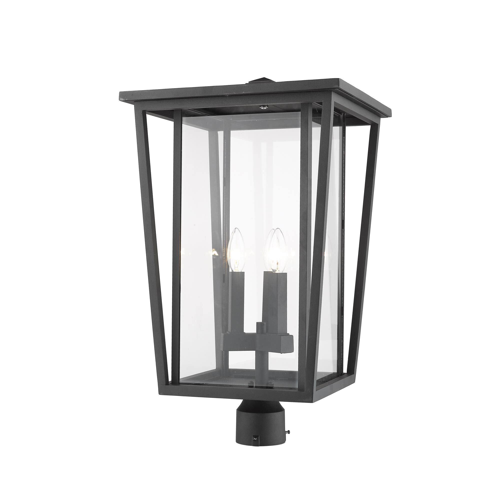 Shown in Black finish and Glass shade
