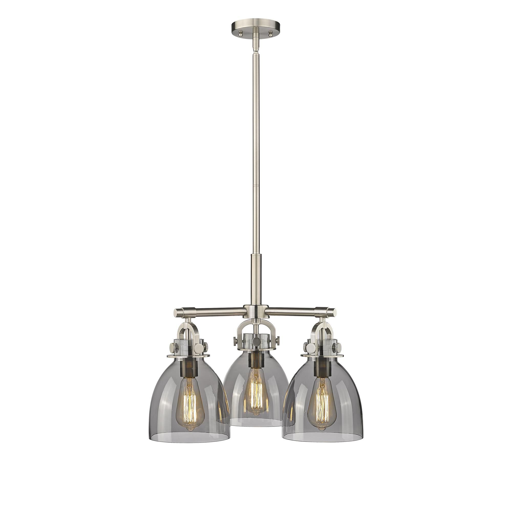 Shown in Satin Nickel finish and Plated Smoke glass