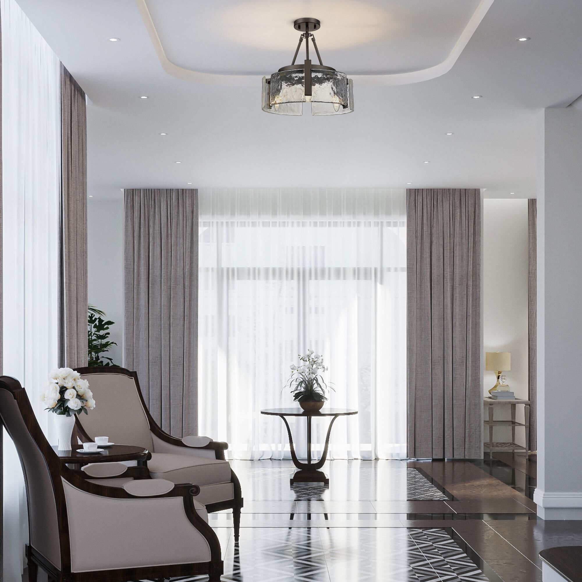 Aenon 17 Inch Semi Flush Mount by Golden Lighting