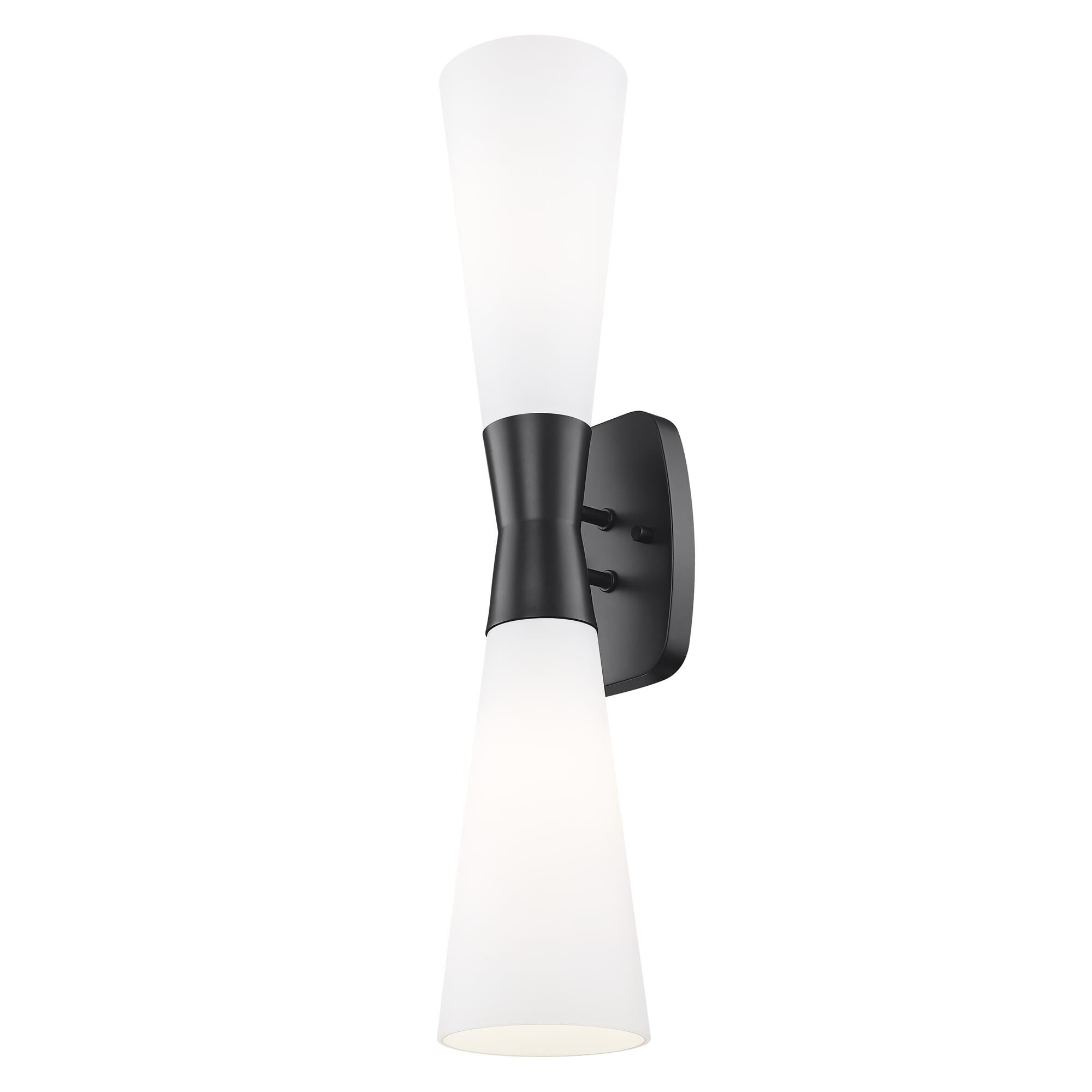Shown in Matte Black finish and White Opal glass