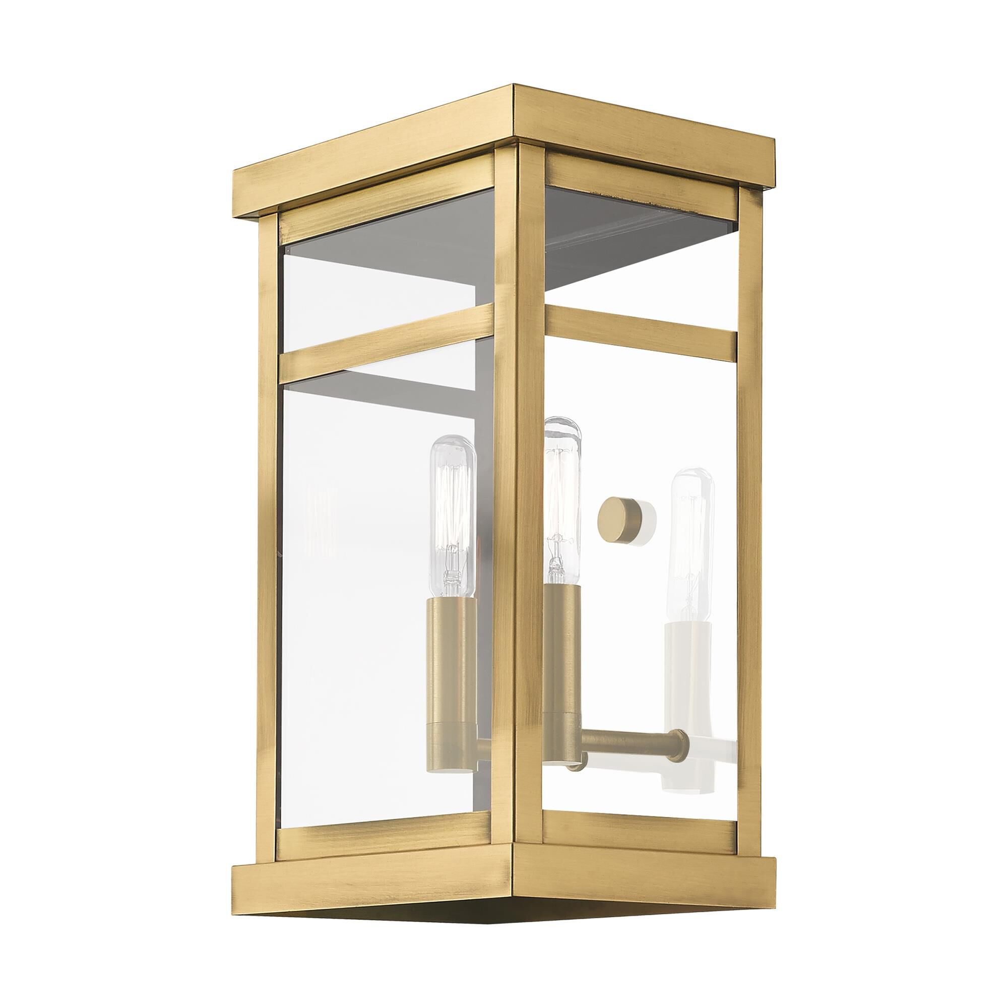 Shown in Antique Brass finish and Clear glass