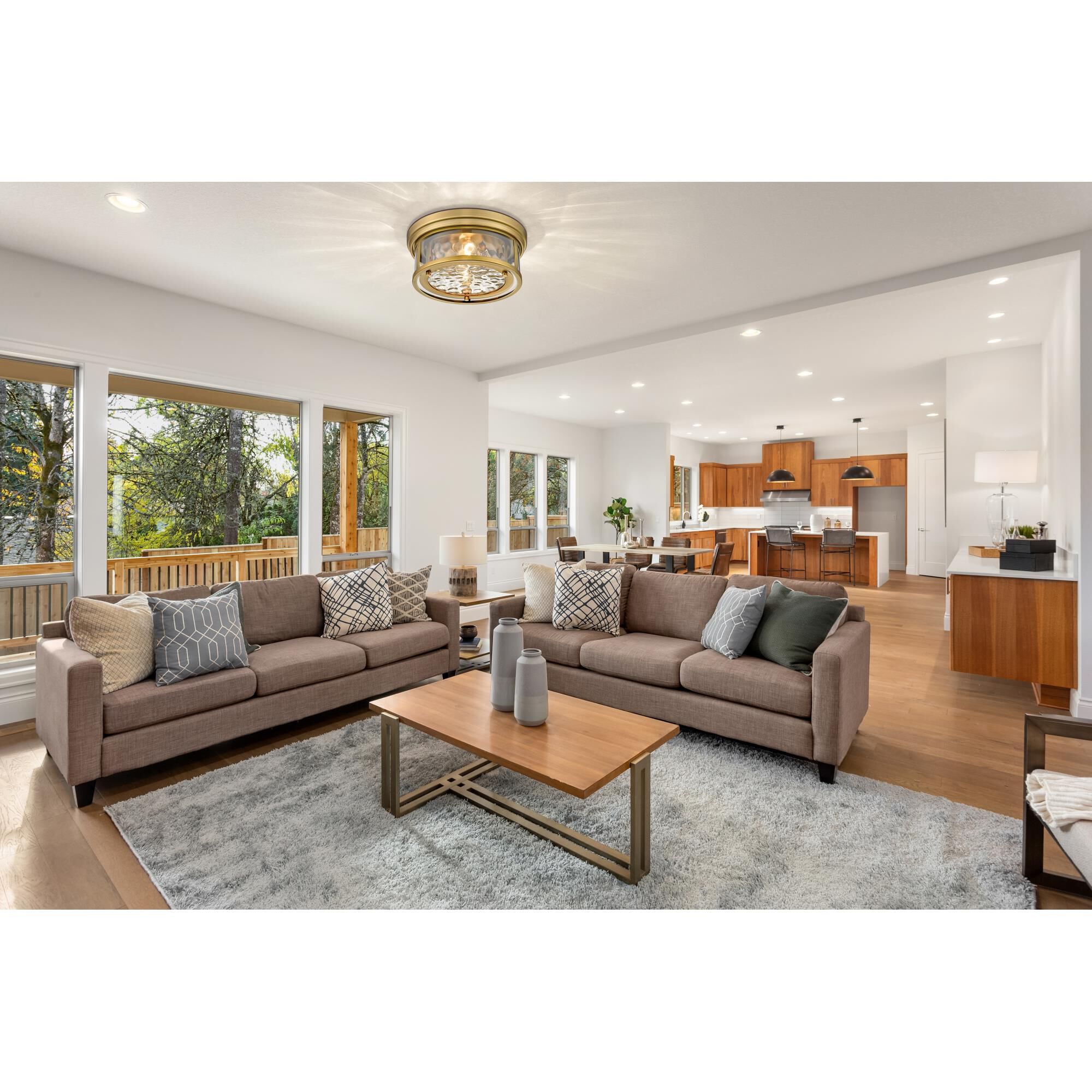 Shown in Rubbed Brass finish and Inner Clear Water and Outer Clear glass and No Shade shade