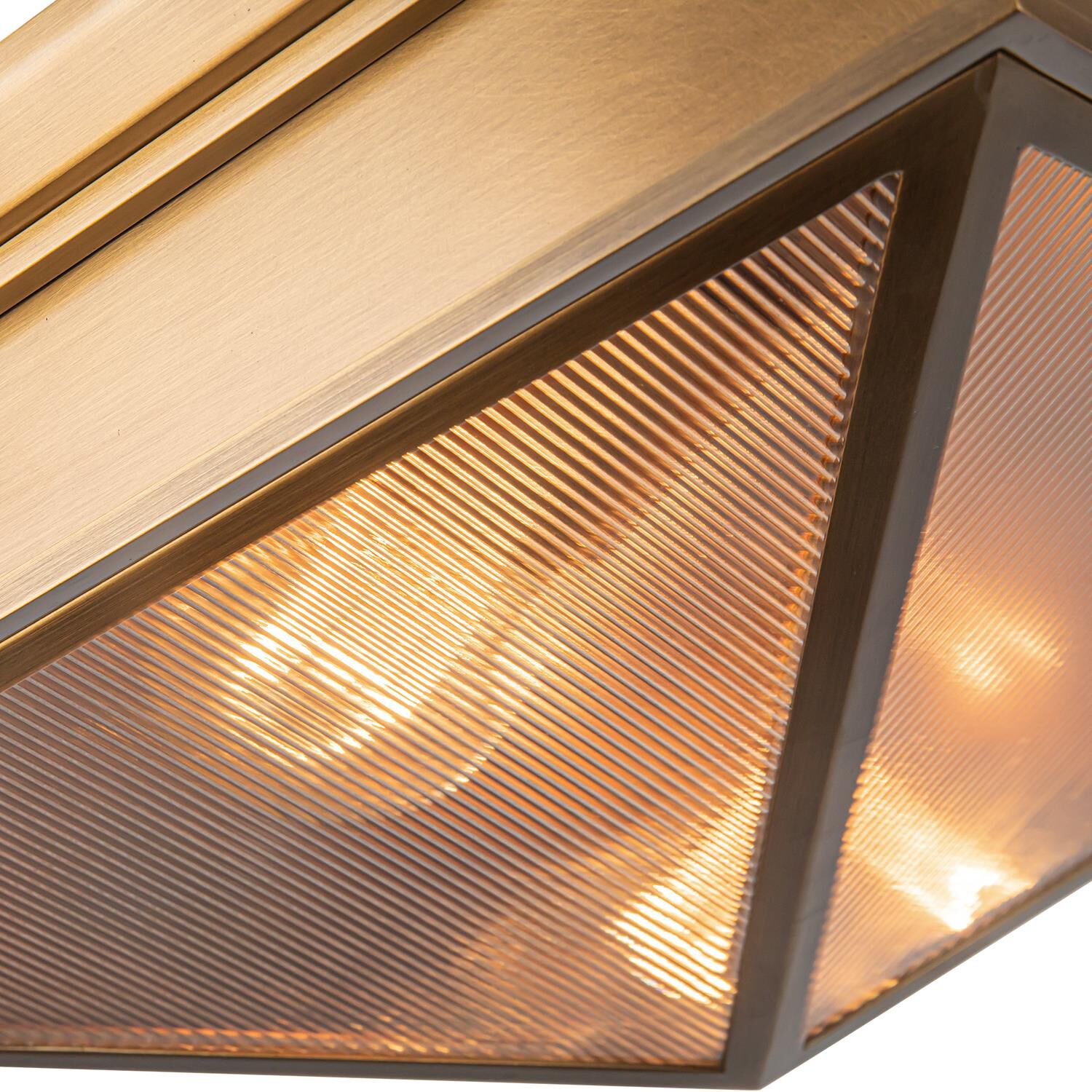 Shown in Vintage Brass/Clear Ribbed Glass finish and Clear Ribbed glass