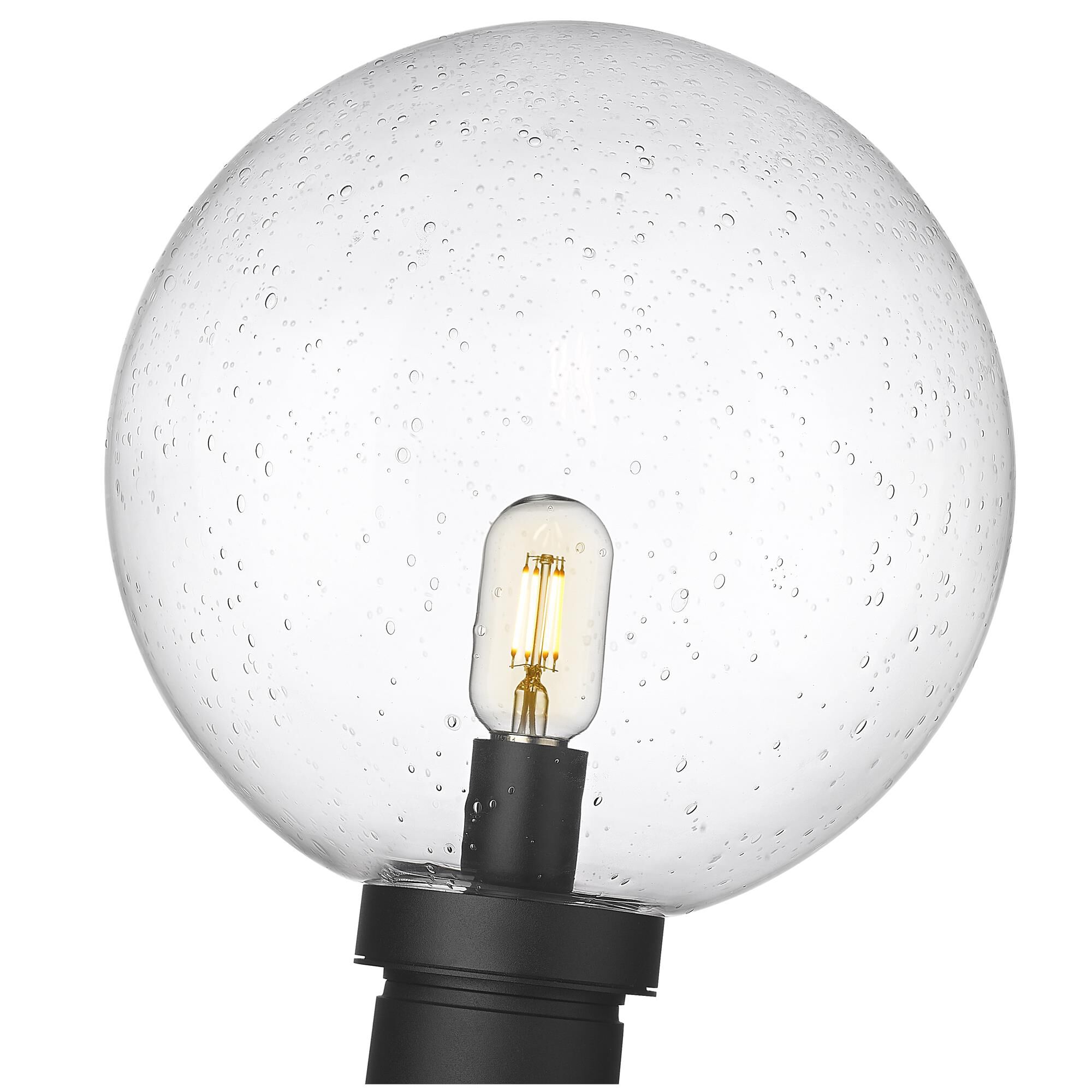 Shown in Black finish and Clear Seedy glass