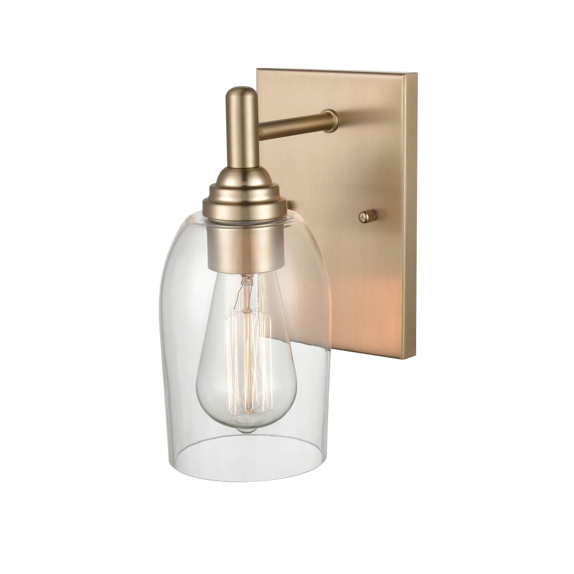 Shown in Modern Gold finish and Clear glass