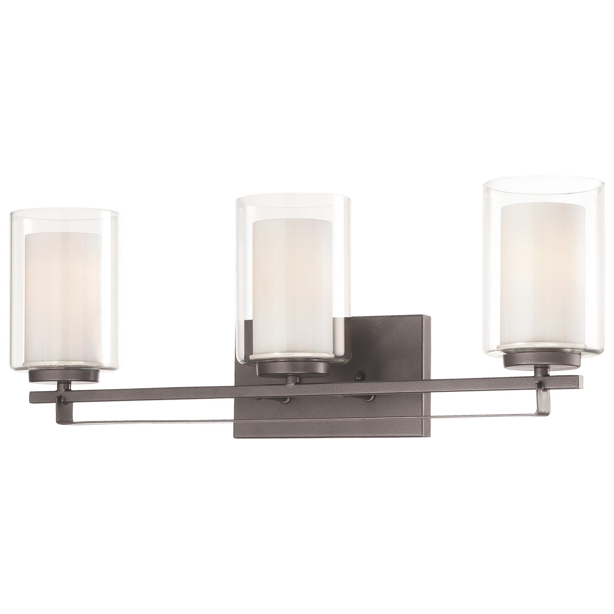 Shown in Smoked Iron finish and Etched White glass