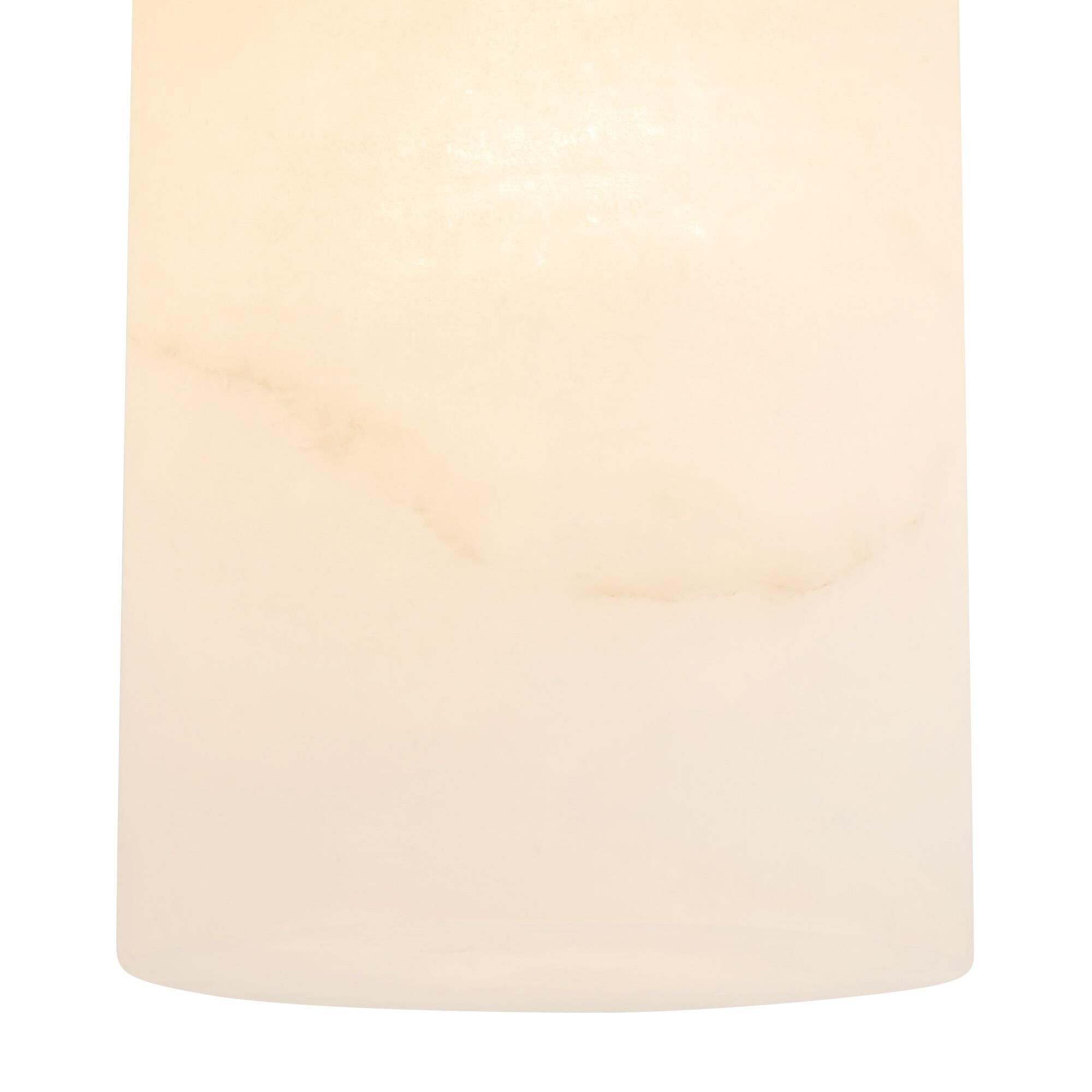 Shown in Patina Brass finish and Alabaster glass