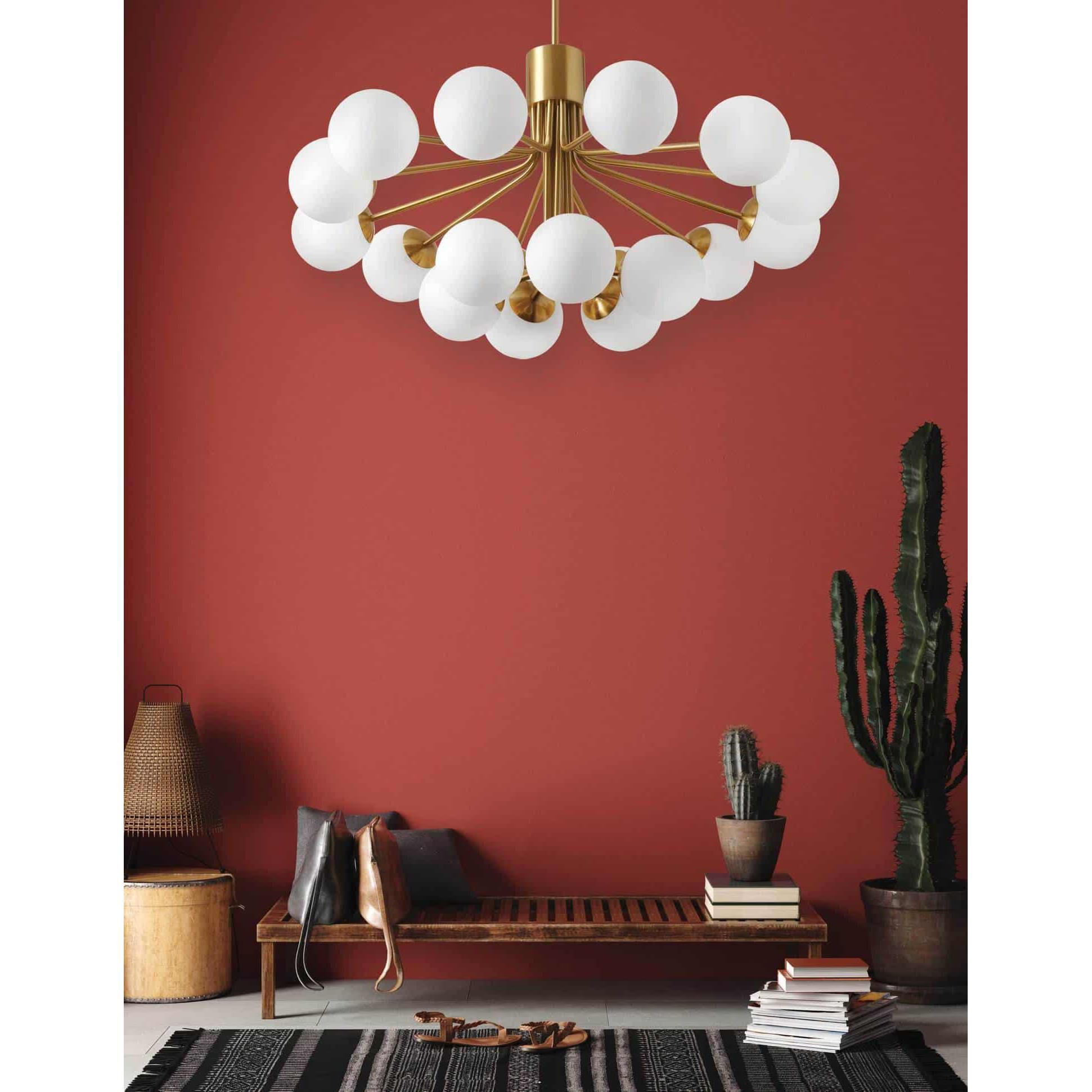 Shown in Aged Brass finish and Opal White accent