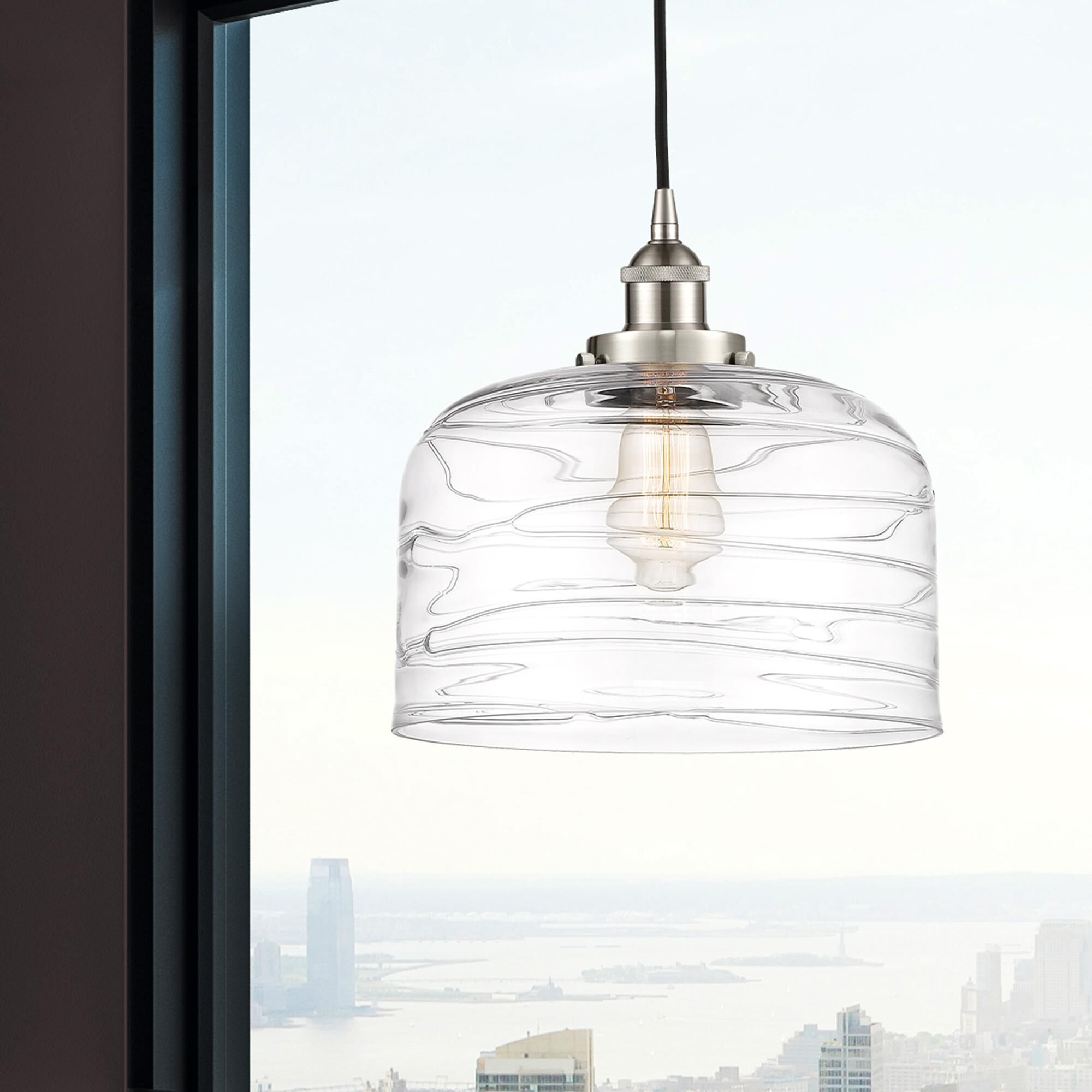 Shown in Brushed Satin Nickel finish and Clear glass