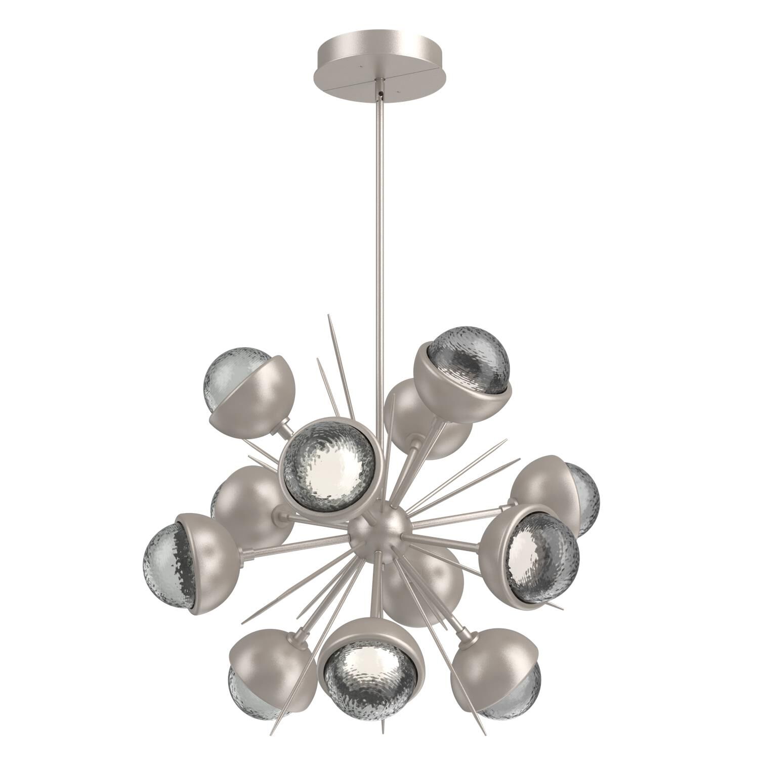 Shown in Beige Silver finish and Smoke glass and Metal Shade Matching Finish accent