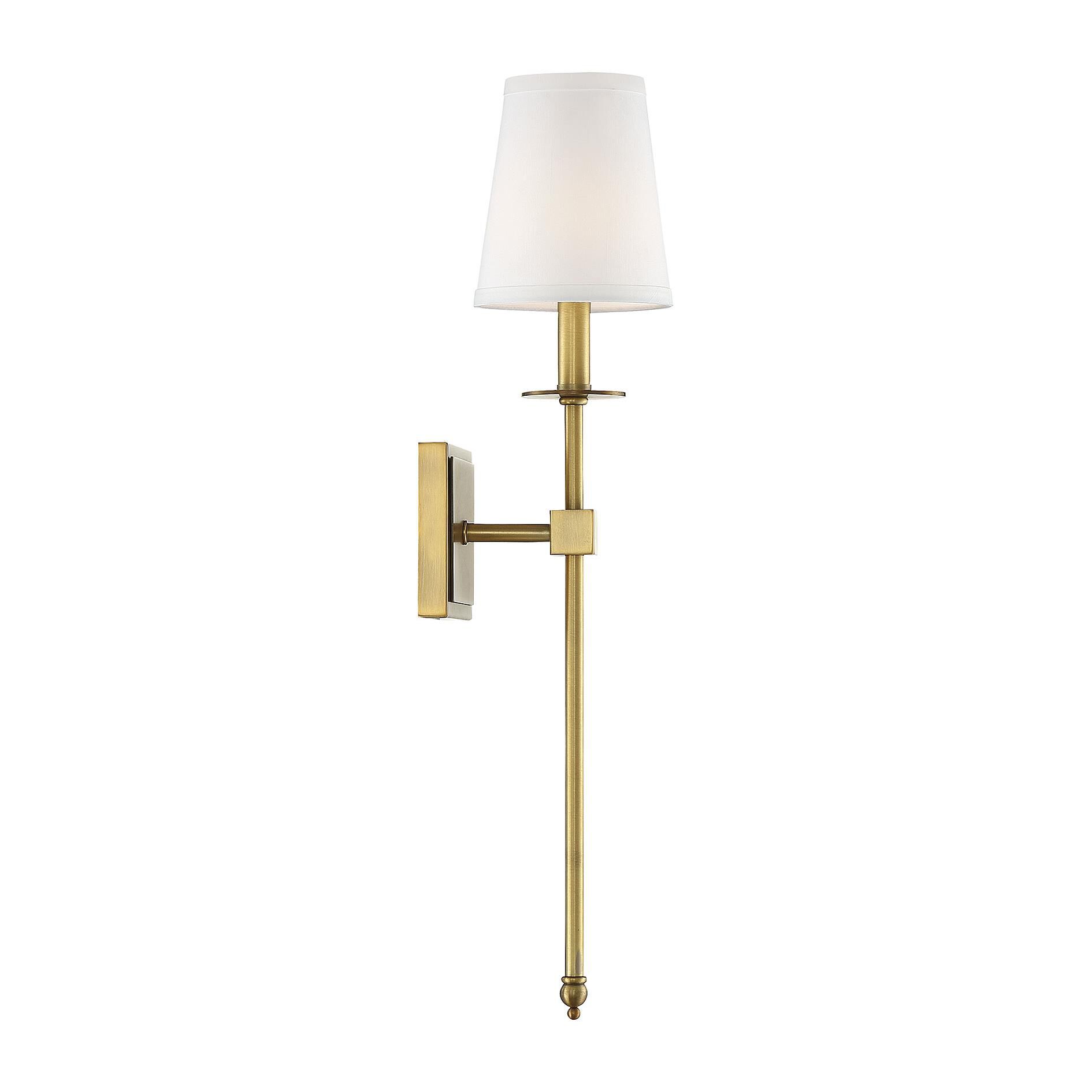 Shown in Warm Brass finish and White shade