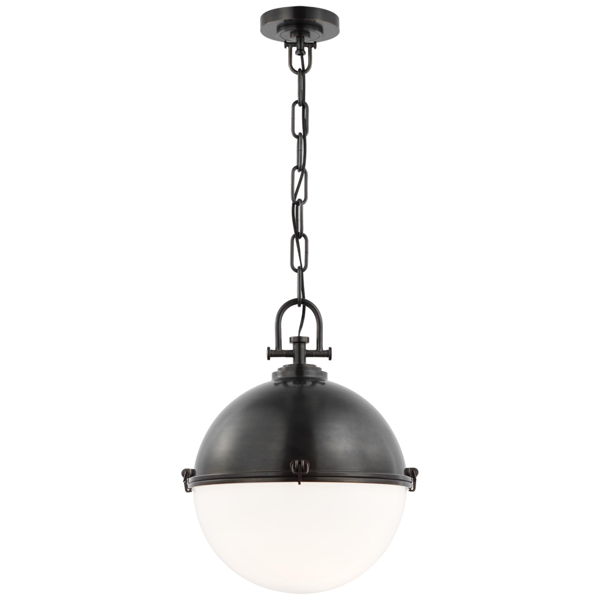 Shown in Bronze finish and White glass