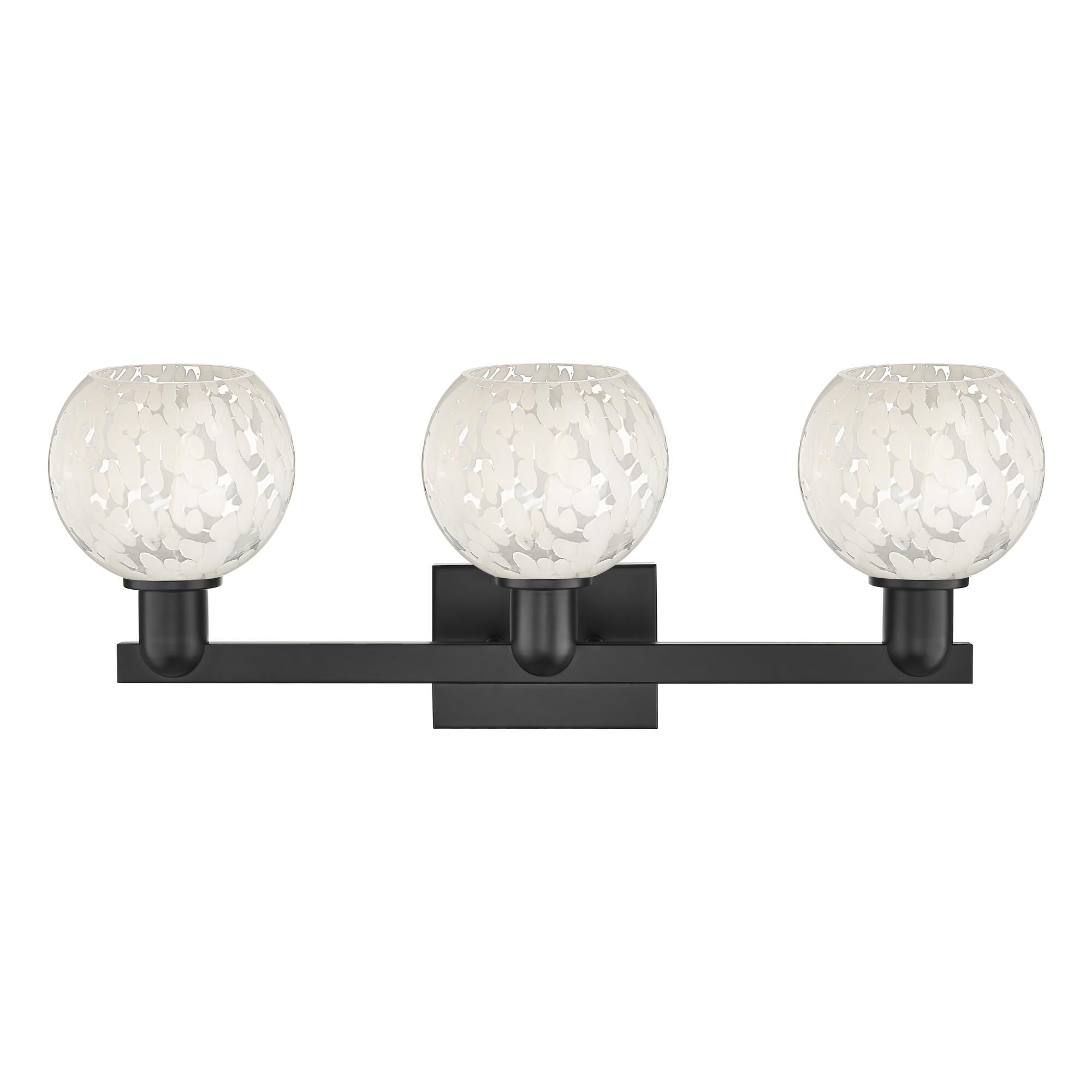 Shown in Matte Black finish and White Mouchette glass