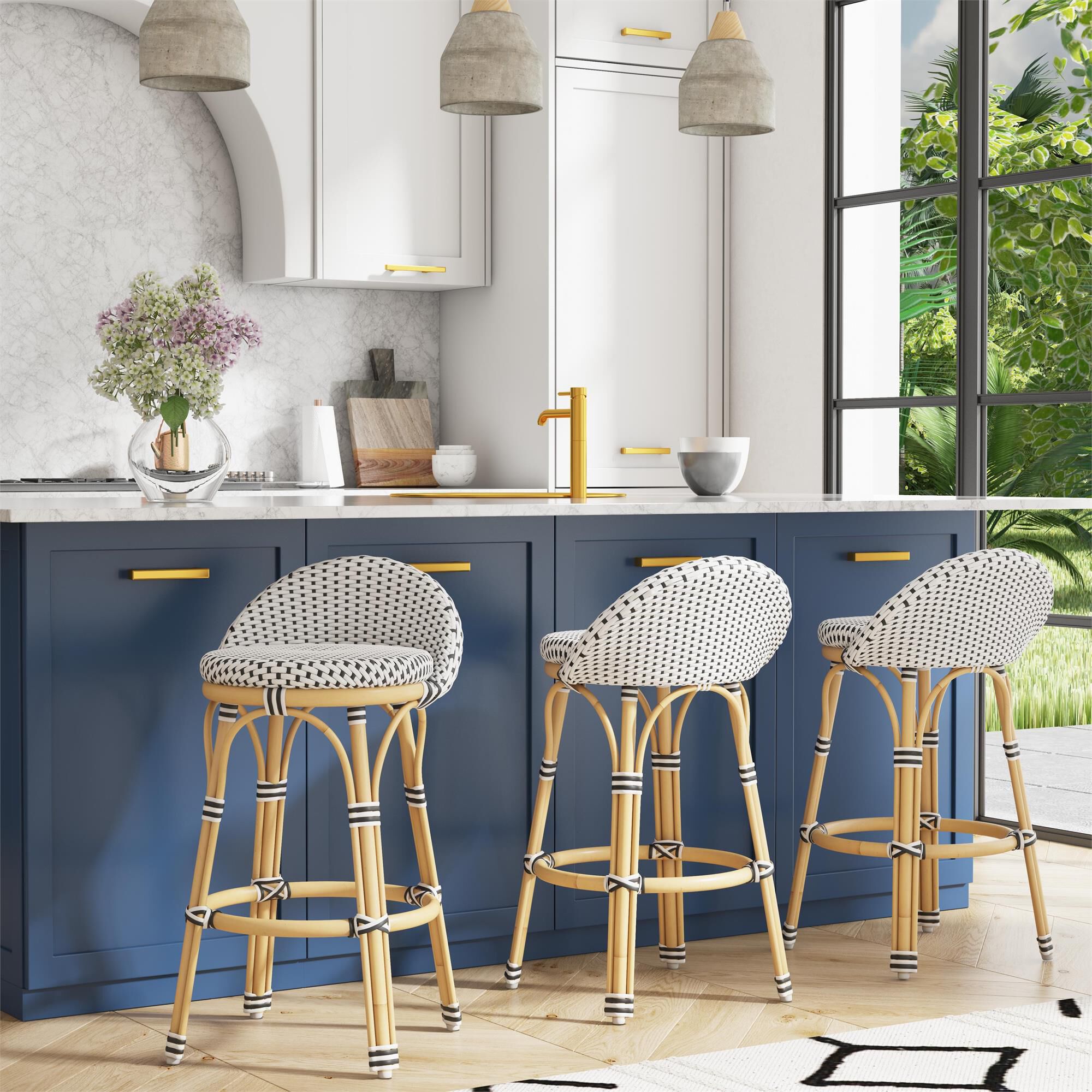 Shown in Black and Natural Rattan Frame finish