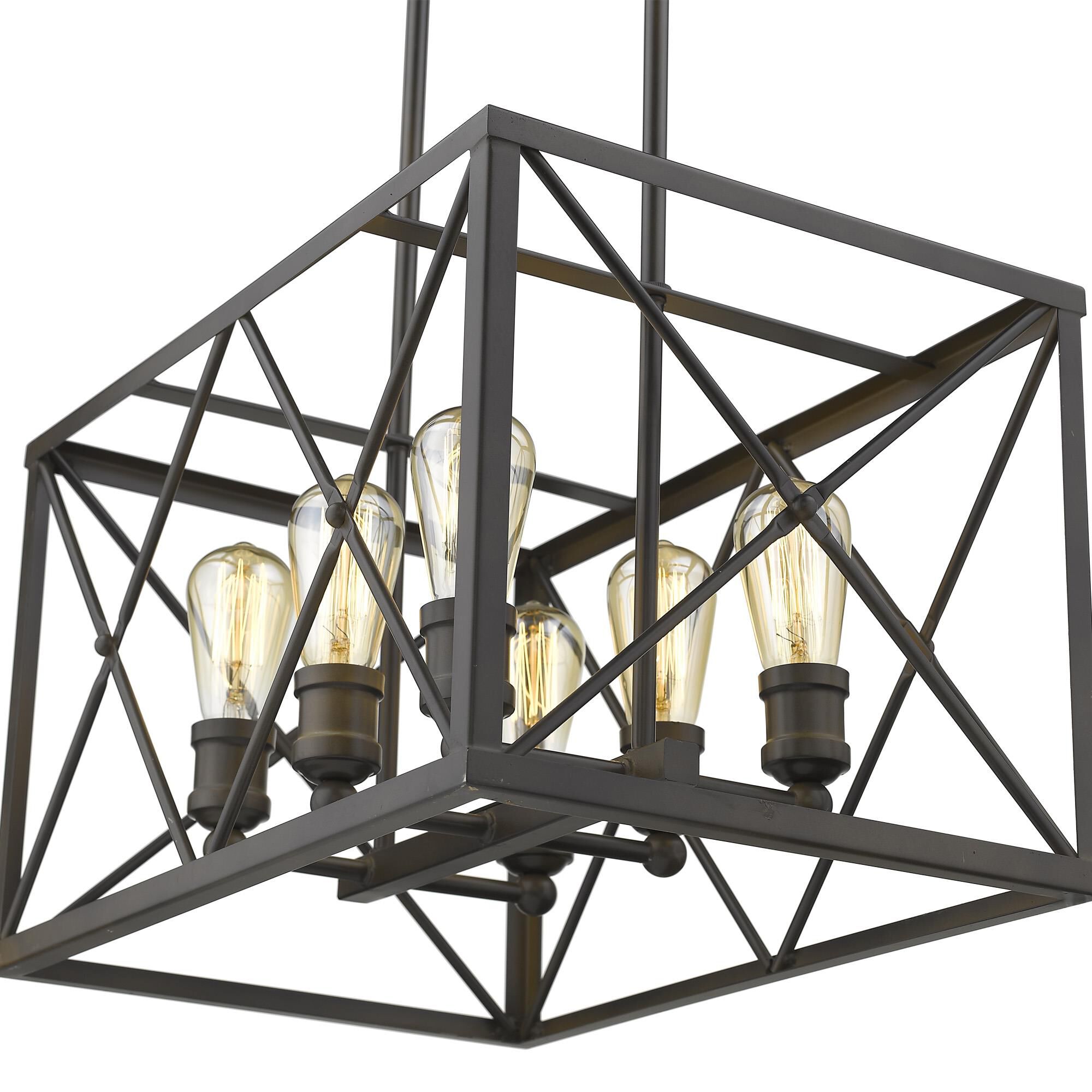 Shown in Oil-Rubbed Bronze finish and Oil-Rubbed Bronze glass and Oil Rubbed Bronze Metal Cage shade