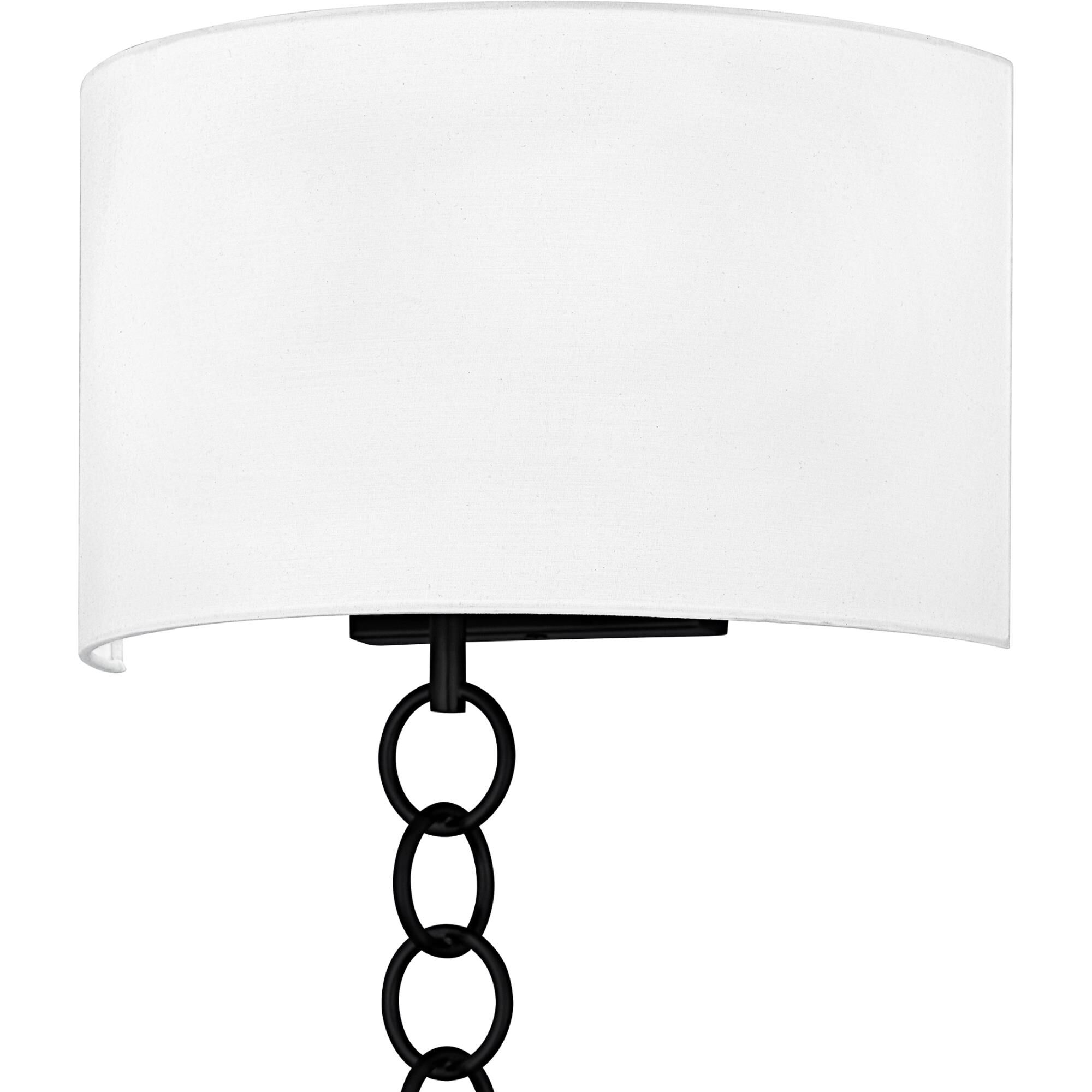 Shown in Matte Black finish and White Fabric shade