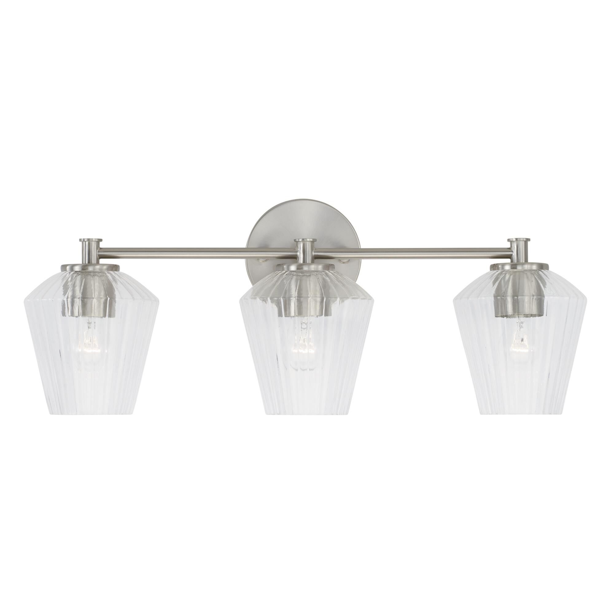 Shown in Brushed Nickel finish and Clear Fluted glass