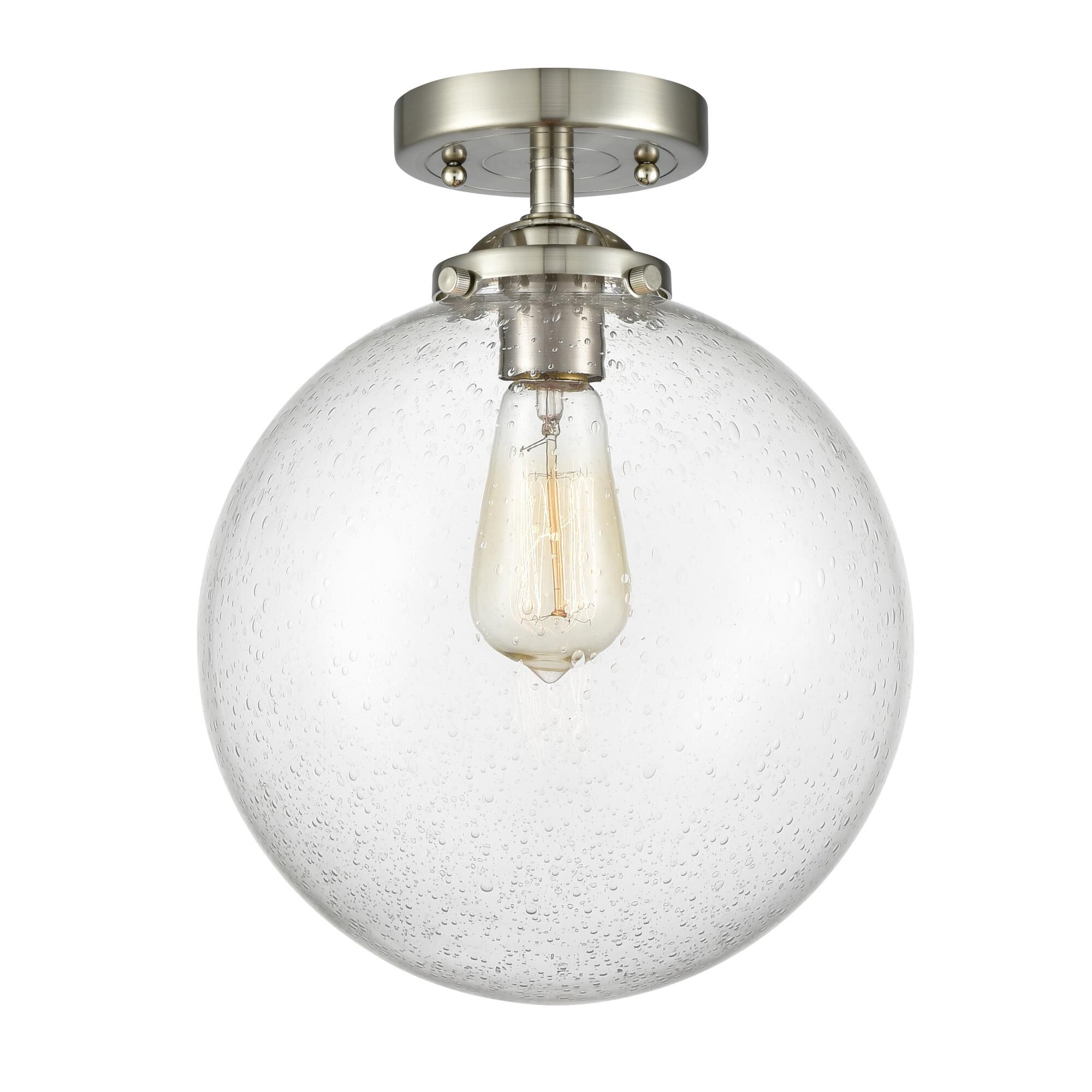 Shown in Brushed Satin Nickel finish and Seedy glass