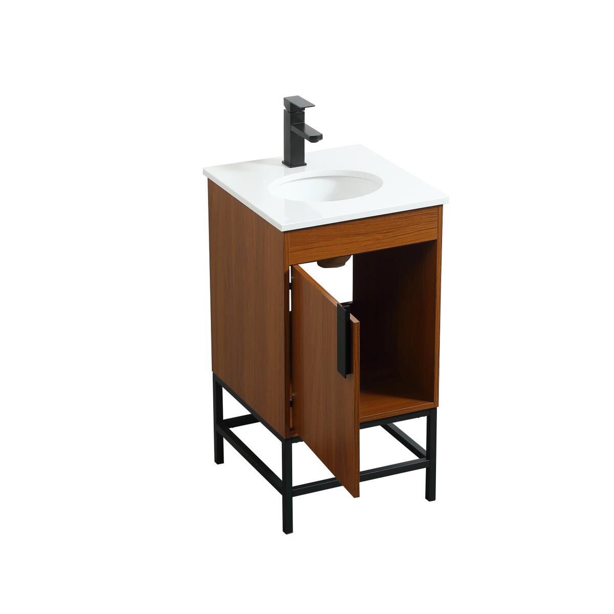 Shown in Teak finish and Without Backsplash accent