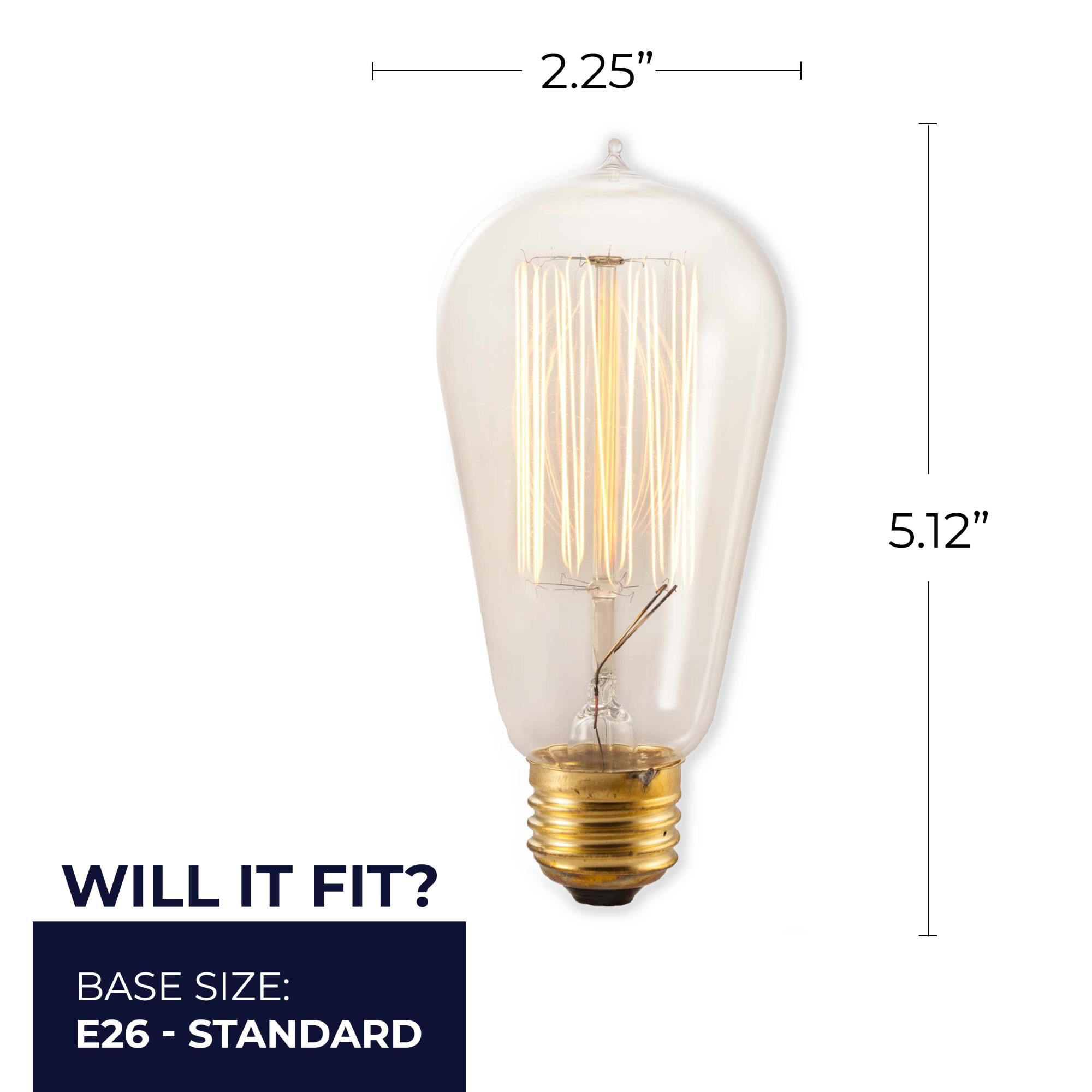 40 Watt 2200K ST18 Incandescent Light Bulb by Bulbrite