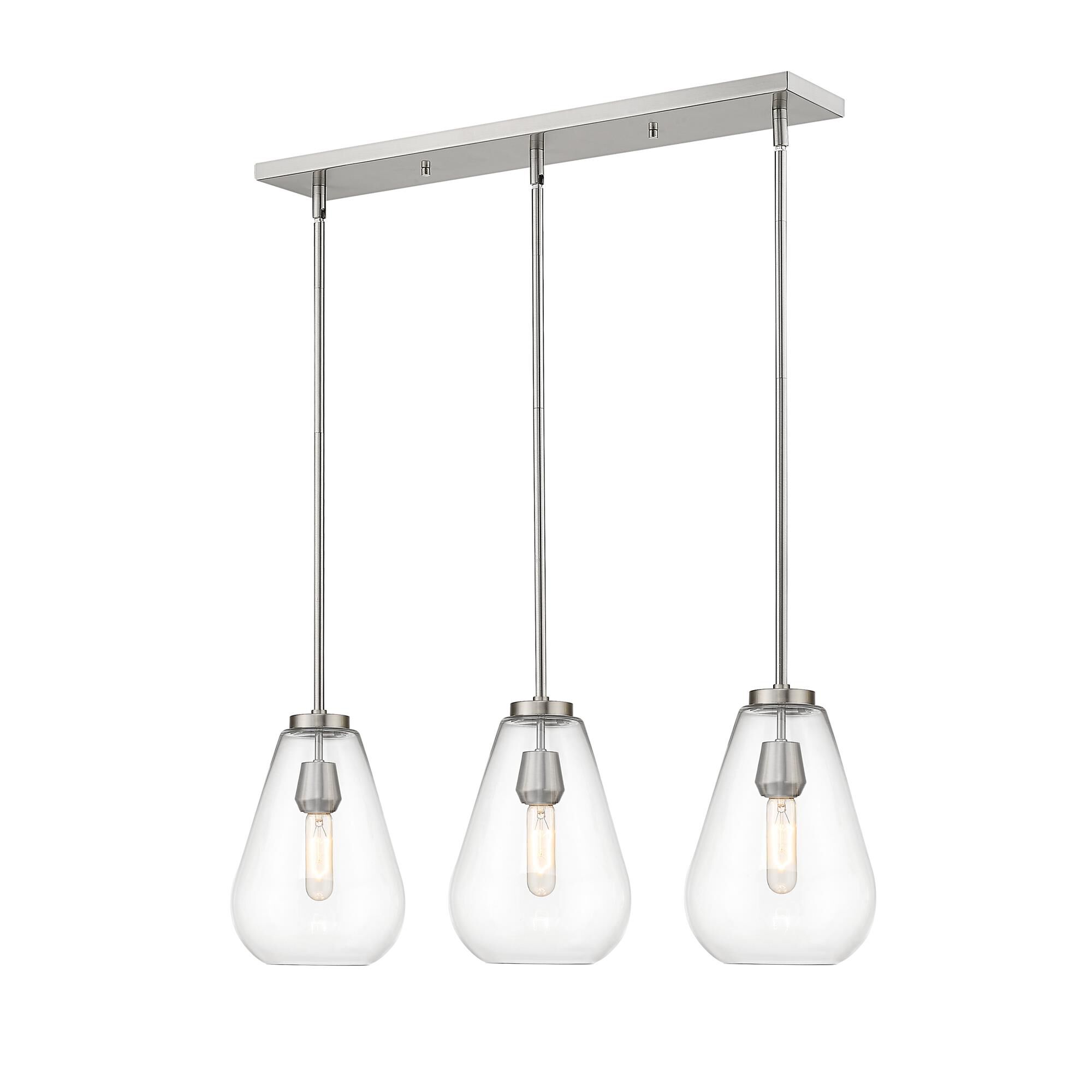 Shown in Brushed Nickel finish and Glass shade