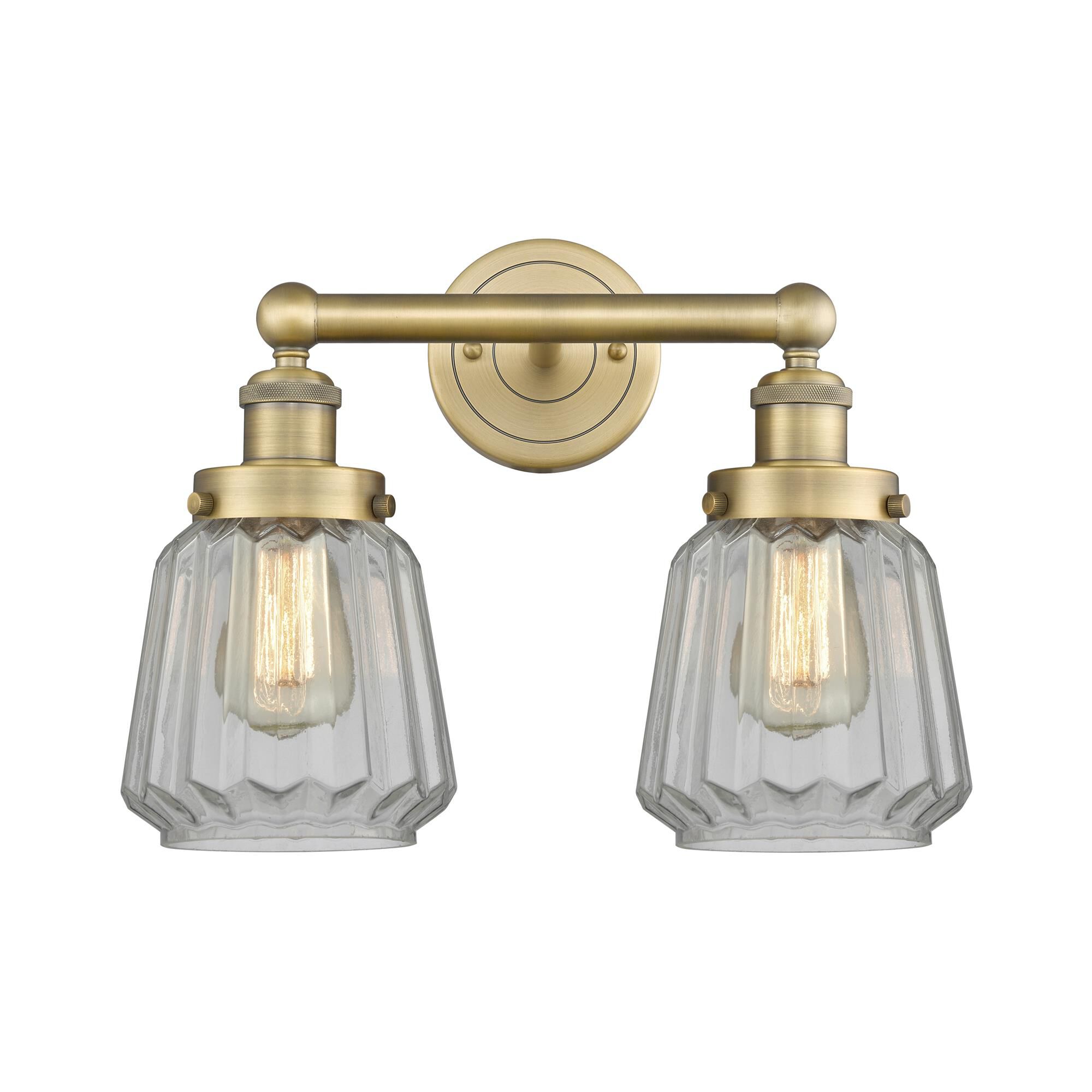 Shown in Brushed Brass finish and Clear glass