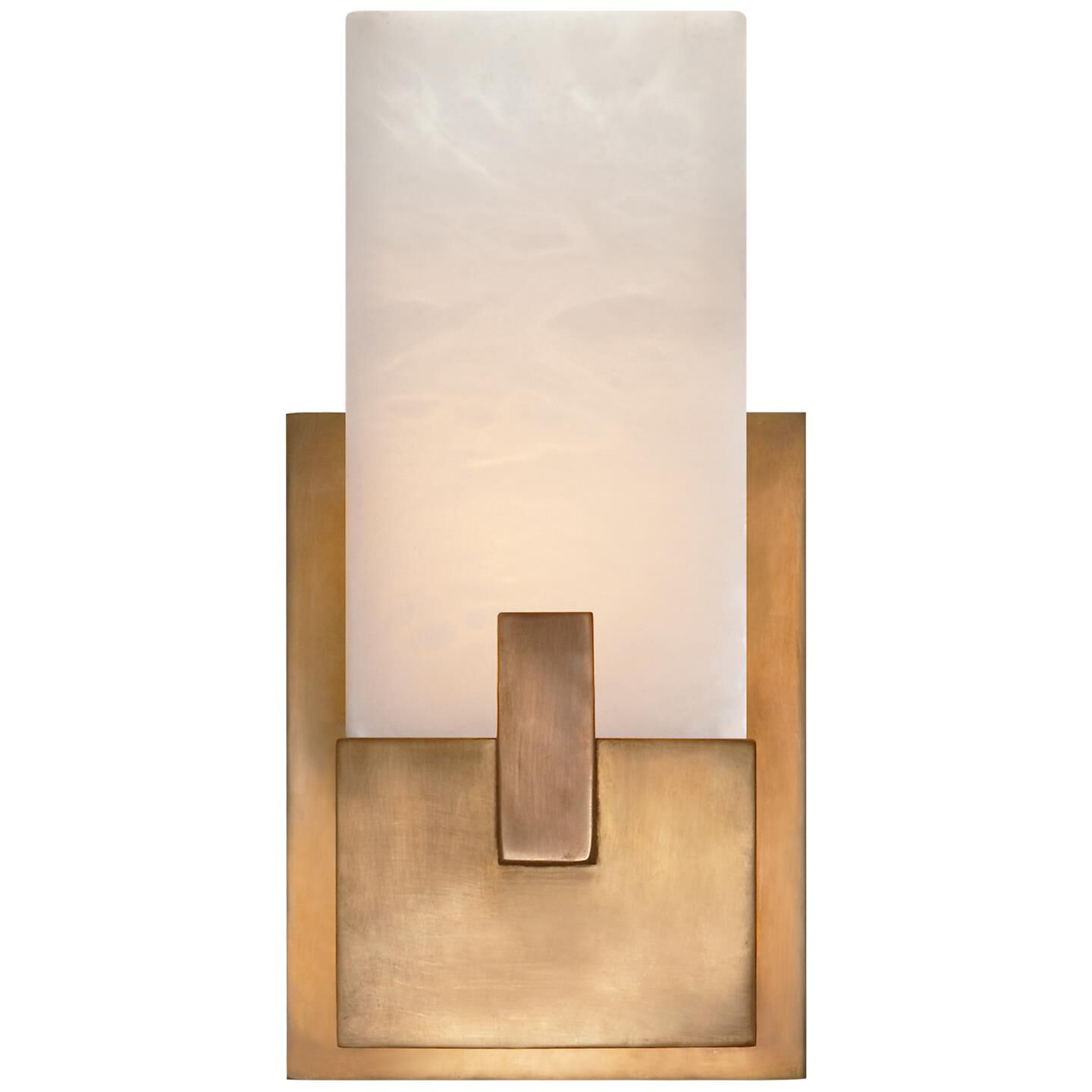 Shown in Antique-Burnished Brass finish and Alabaster glass