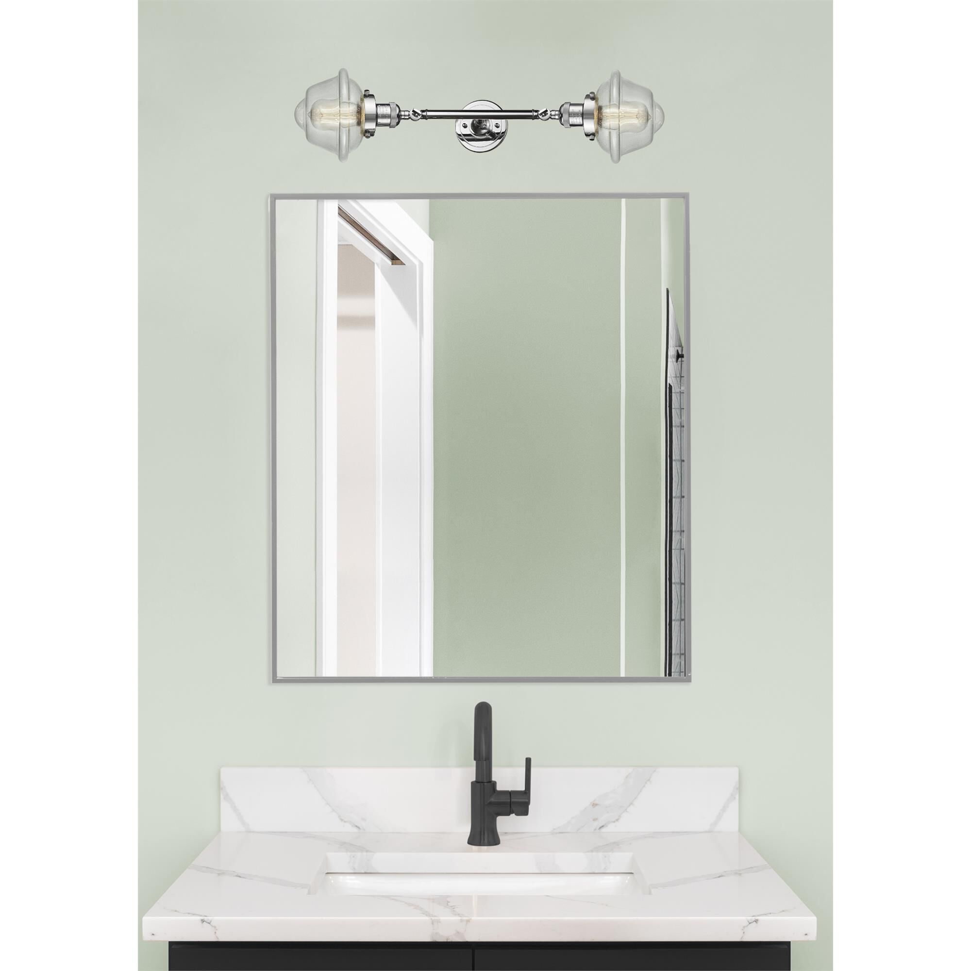 Shown in Polished Chrome finish and Seedy glass