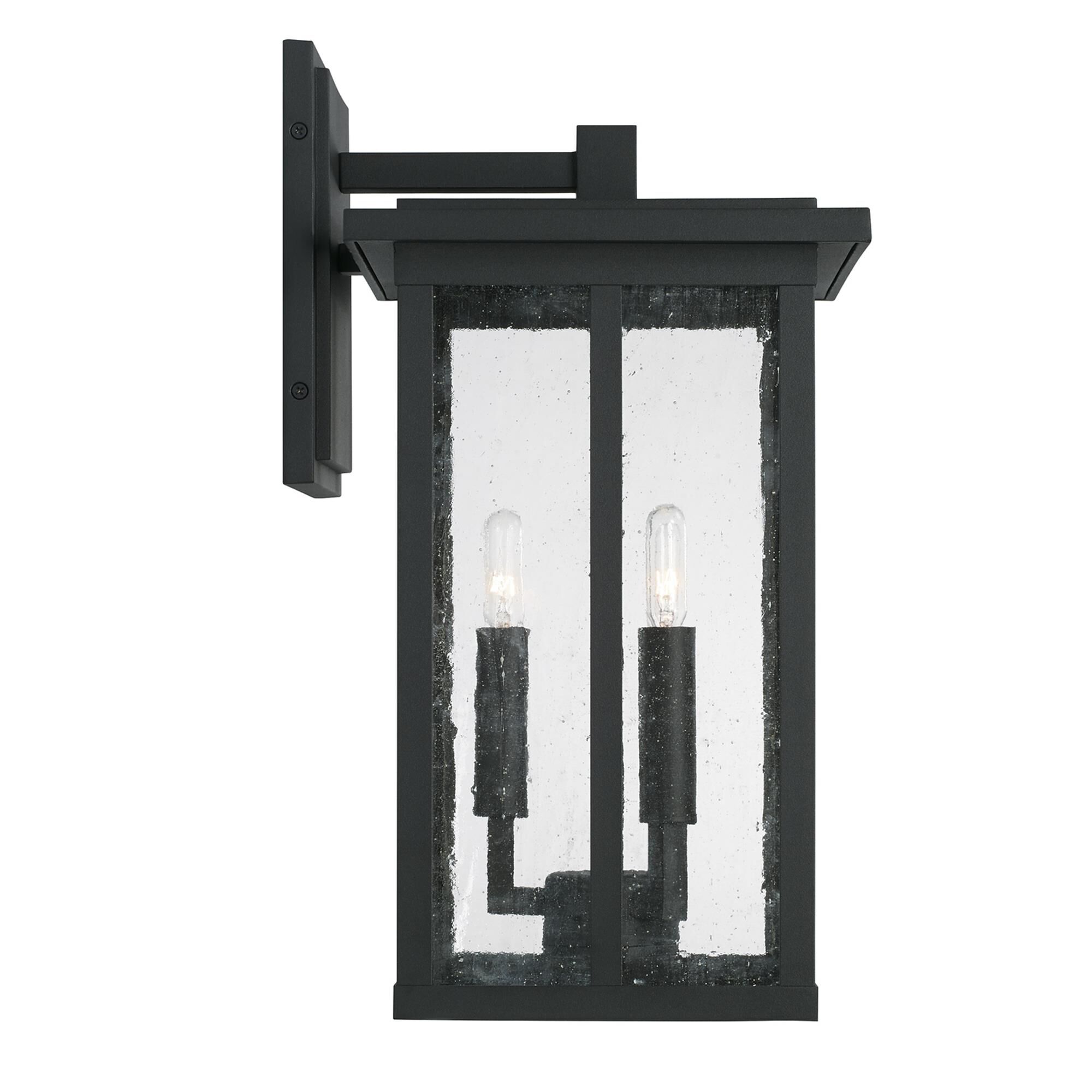 Shown in Black finish and Antiqued glass