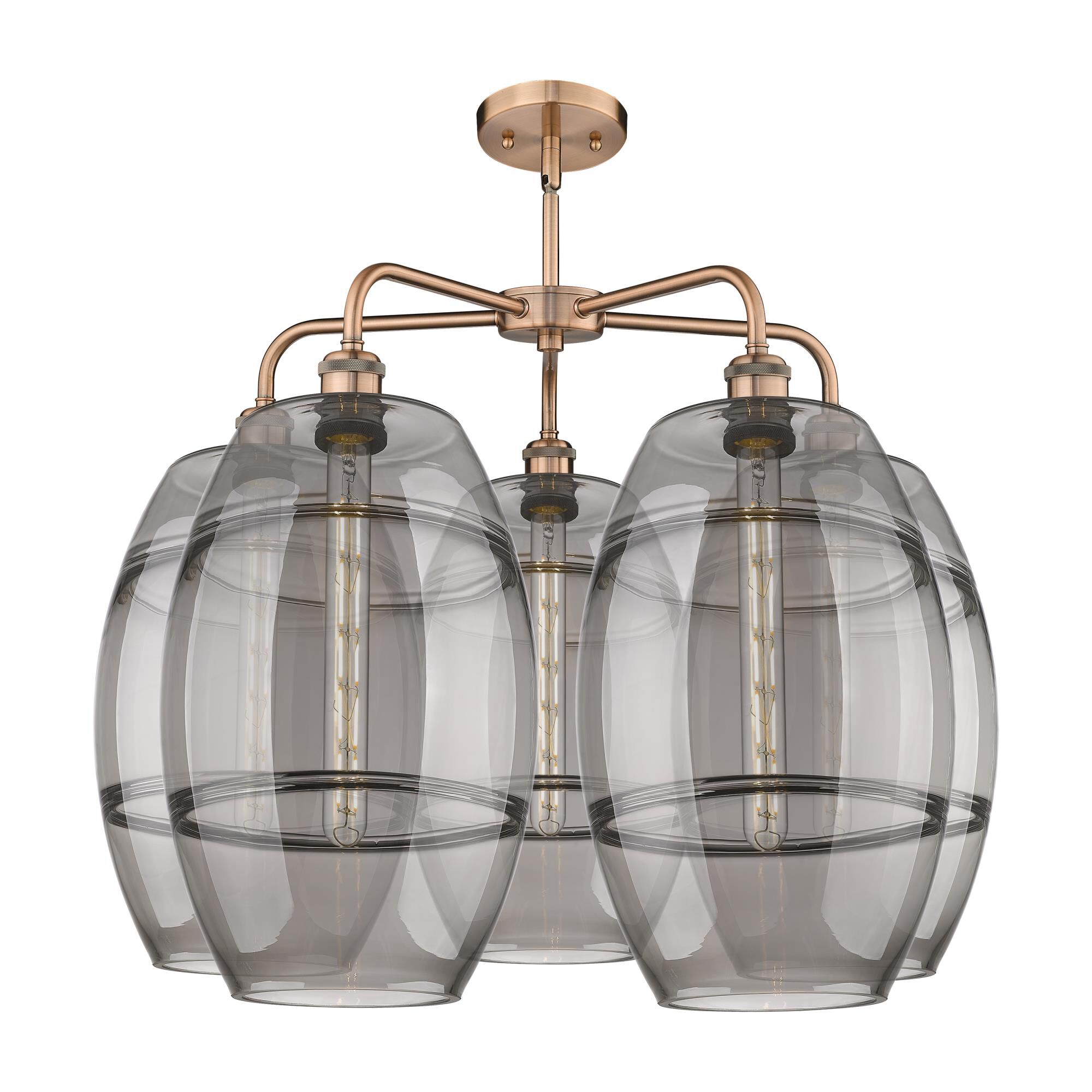 Shown in Antique Copper finish and Light Smoke glass