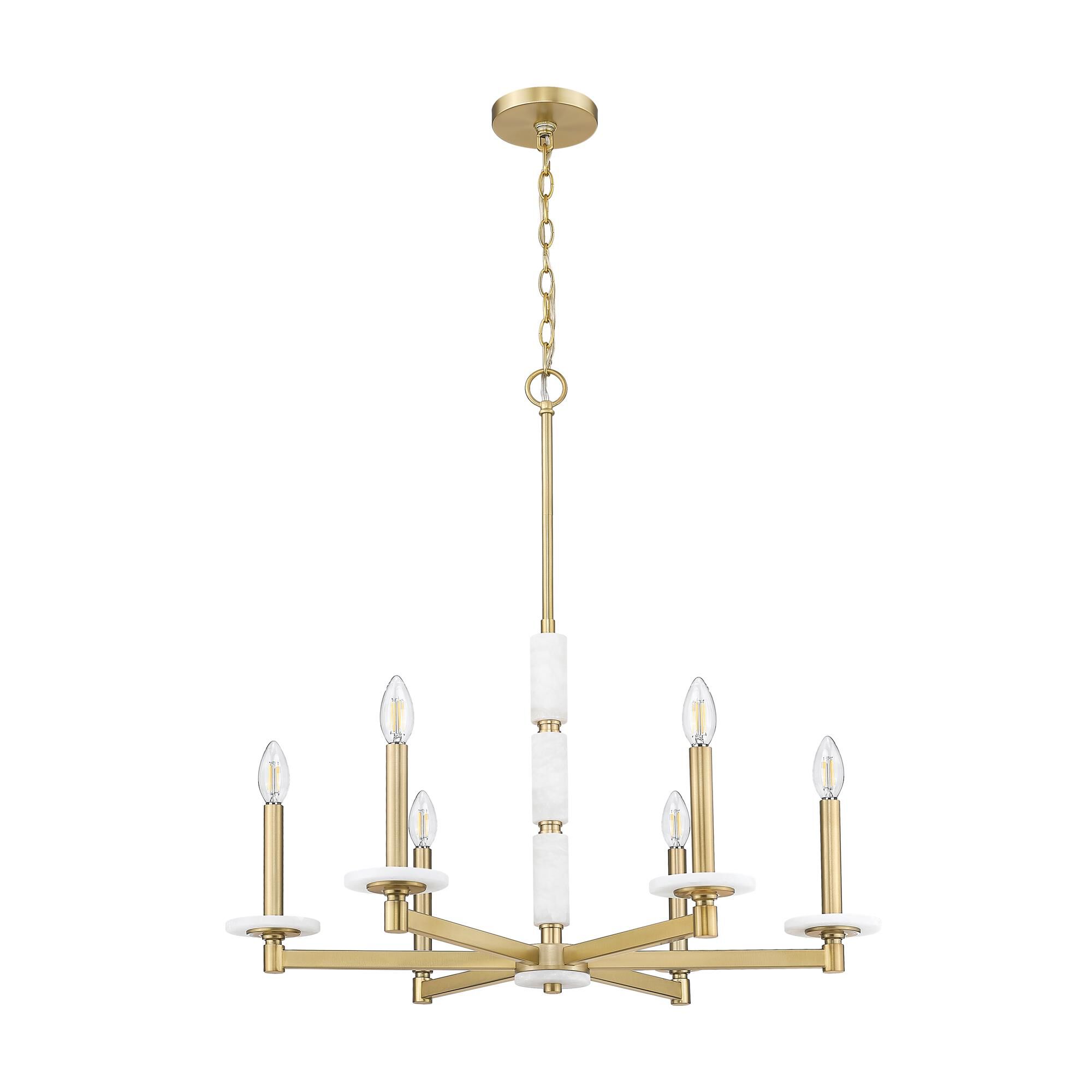 Shown in Modern Gold finish and Alabaster glass and Alabaster shade