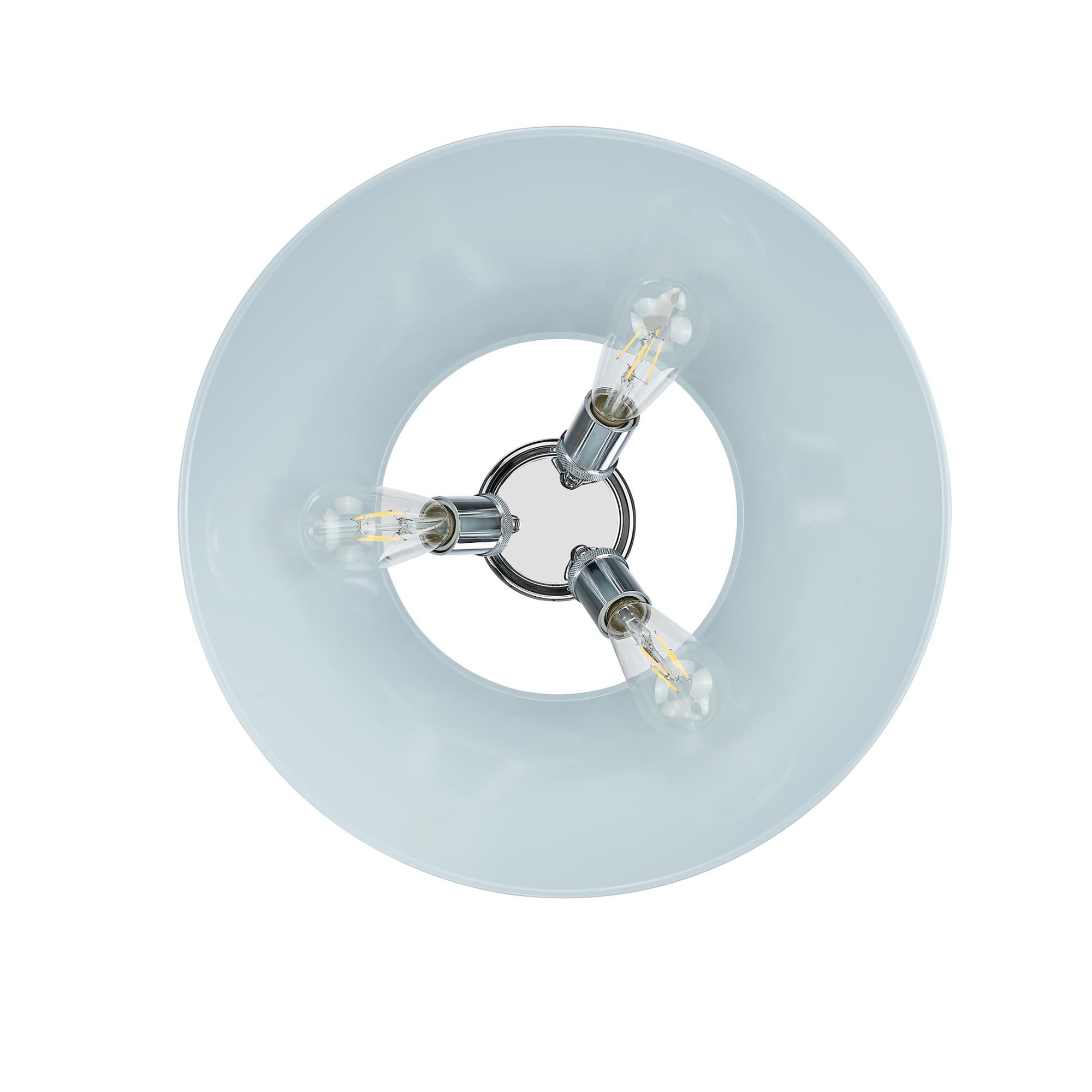 Shown in Chrome finish and Without Glass glass and Dusky Blue shade